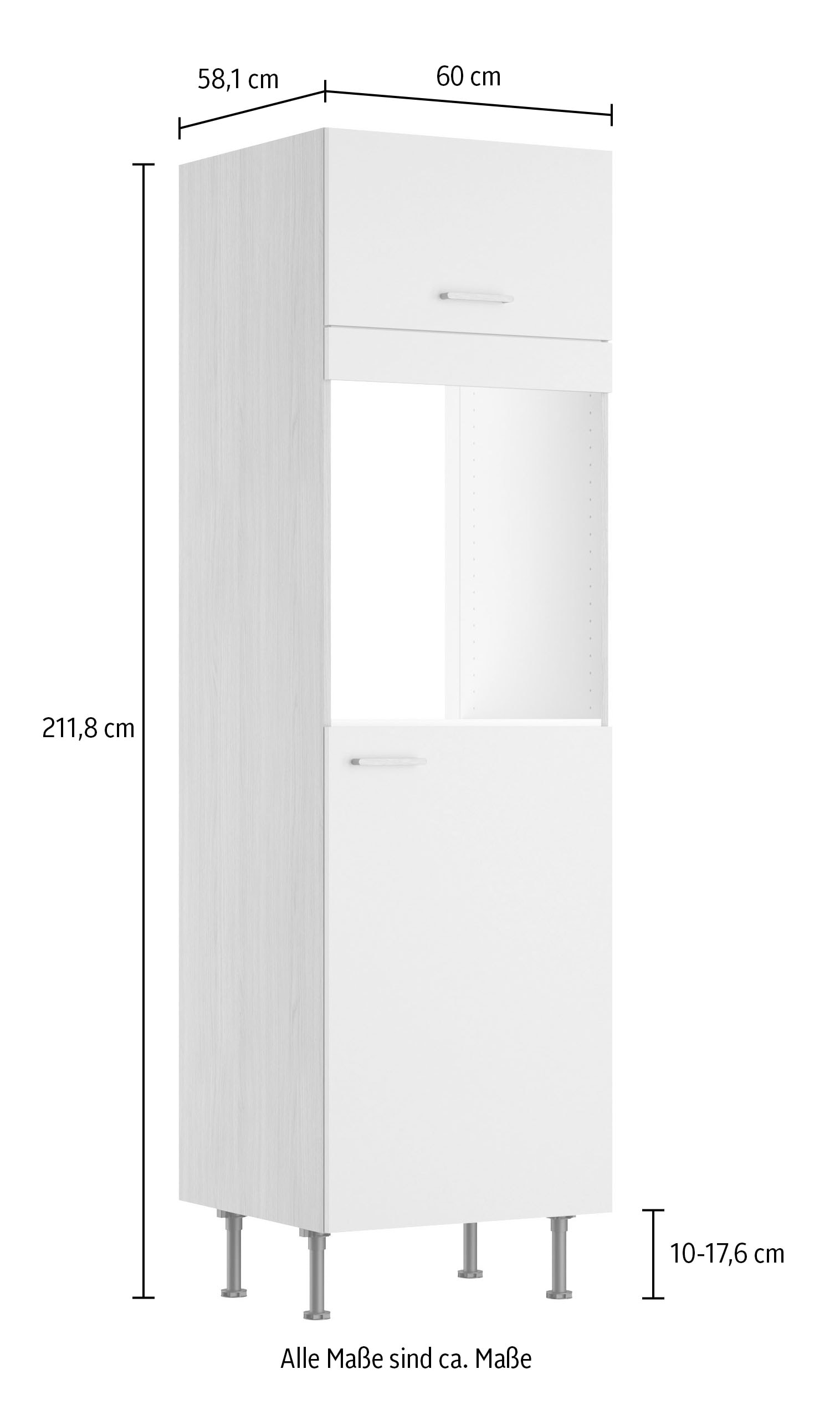 KOCHSTATION Armoire d'encastrement pour four »KS-Lucy« Breite 60 cm, mit 1 Tür, 1 Klappe, Soft-Close, höhenverstellbare Füsse
