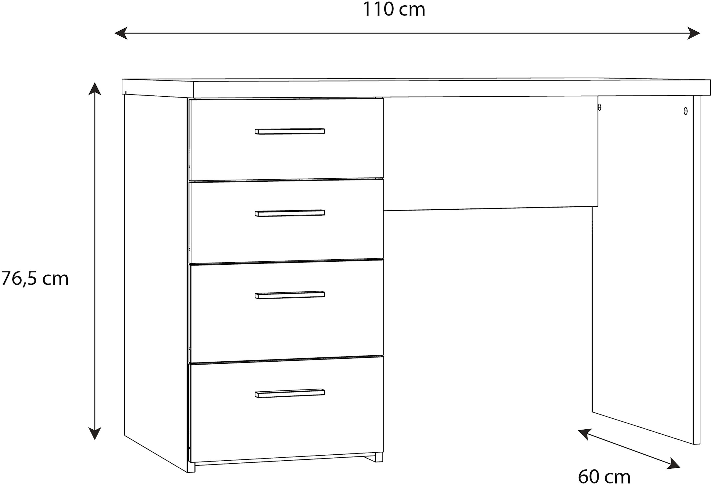 FORTE Bureau »NET« avec 4 tiroirs, largeur 110 cm