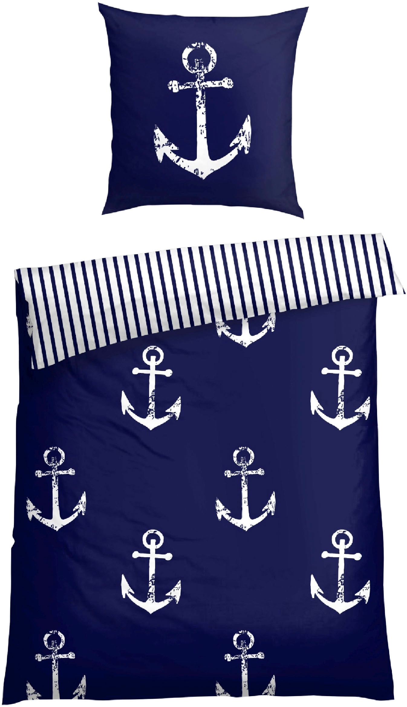 Image of Schiesser Bettwäsche "Marina, maritime Momente in frischer Farbkombination" 2 Stk. MADE IN GREEN by OEKO-TEX
