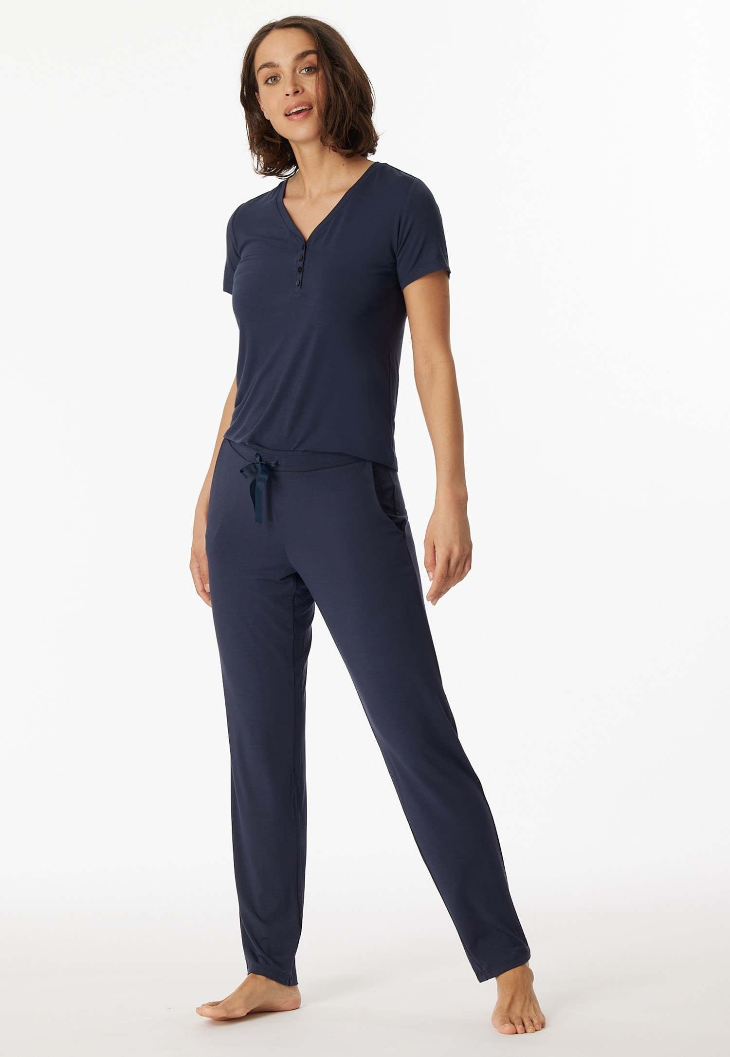 Image of Schiesser Pyjamahose "Mix + Relax" Single Jersey Qualität, bequem, Satin-Bindeband