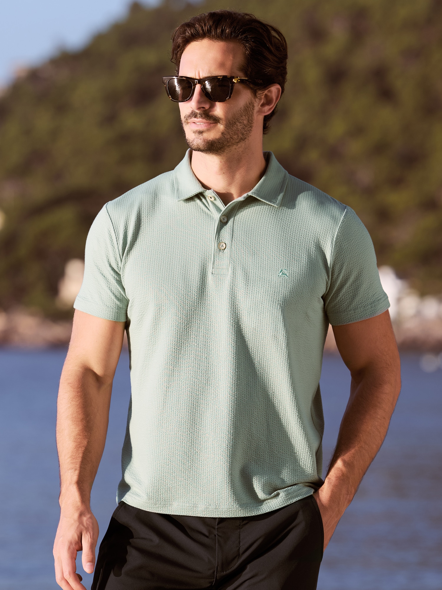 Image of LERROS Poloshirt "Poloshirt in weicher Seersucker-Qualität mit Brusttasche"