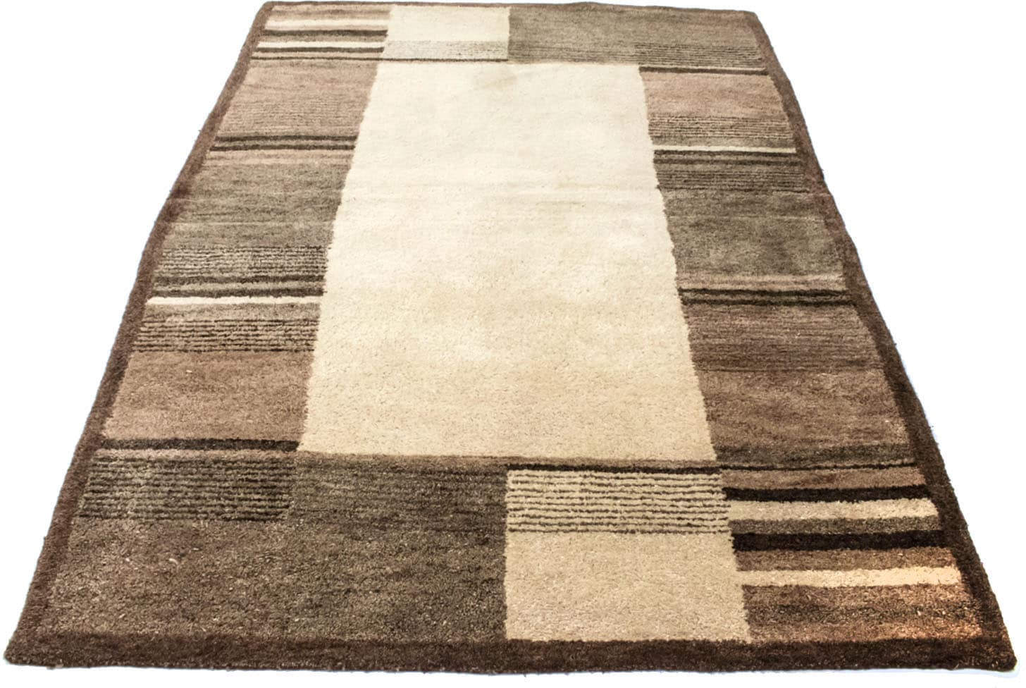 Wollteppich »Gabbeh Teppich handgetuftet beige«, rechteckig, Kurzflor