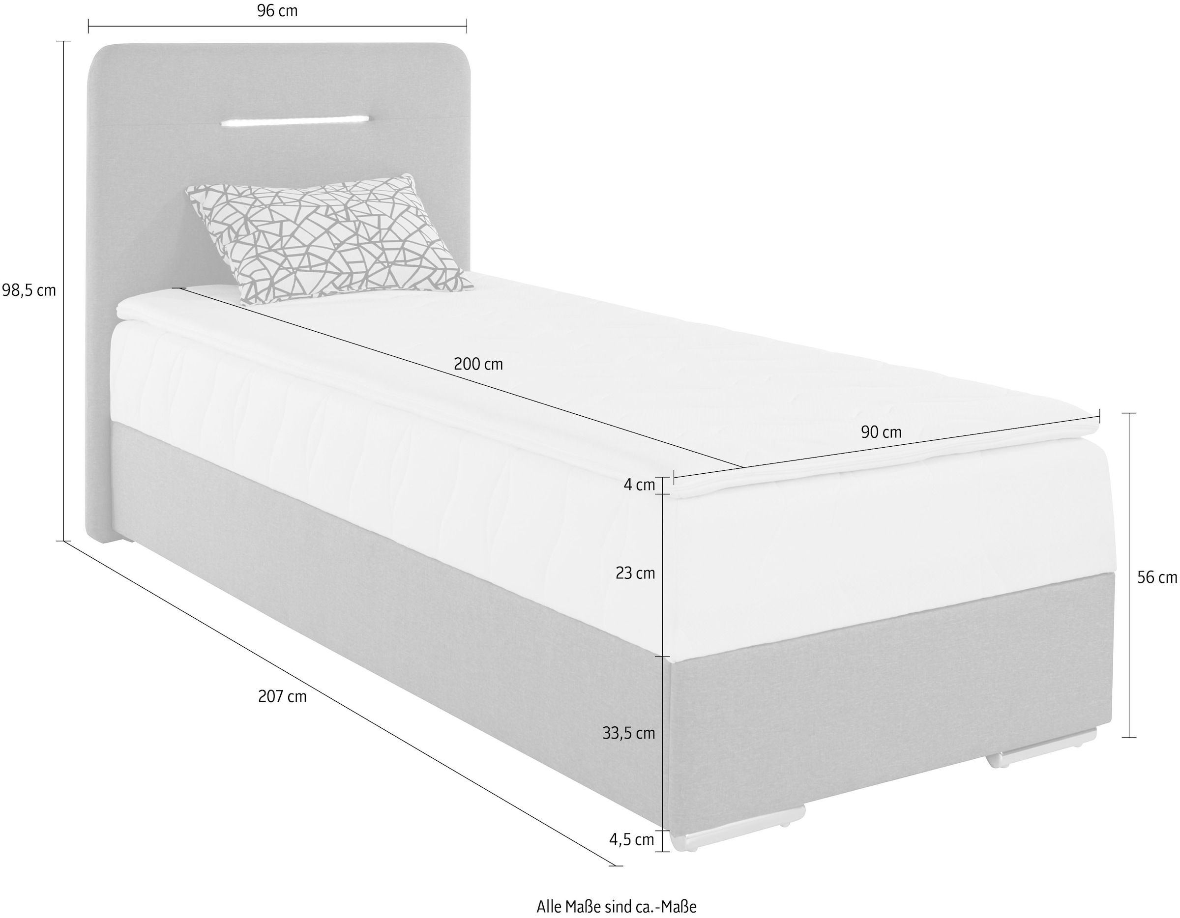 COTTA Boxbett »Lighstar« inklusive LED-Beleuchtung, Topper, Bettkasten und Zierkissen