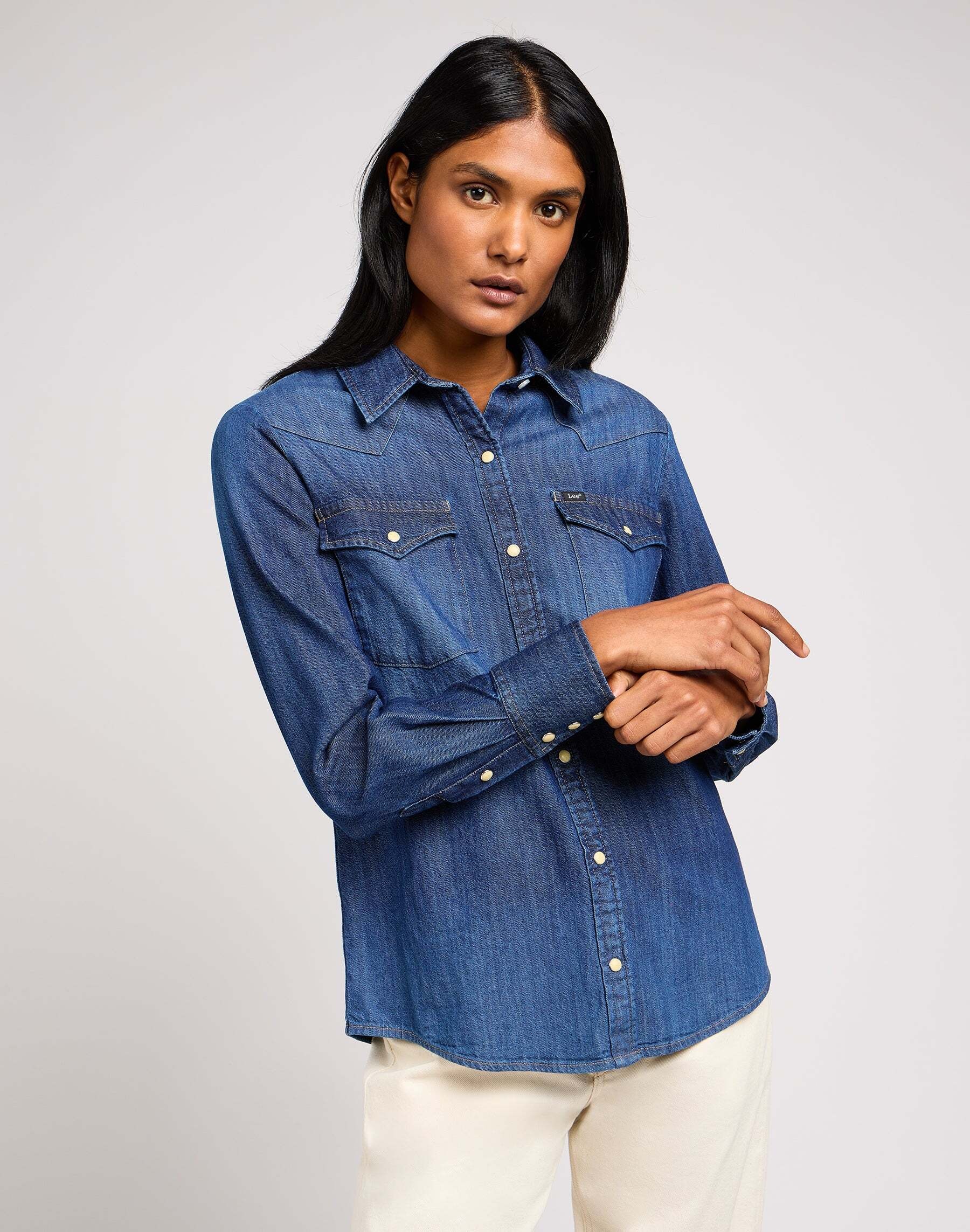 Jeansbluse »Salsa Jeans Hemden Shirt Lightweight Denim Dark«