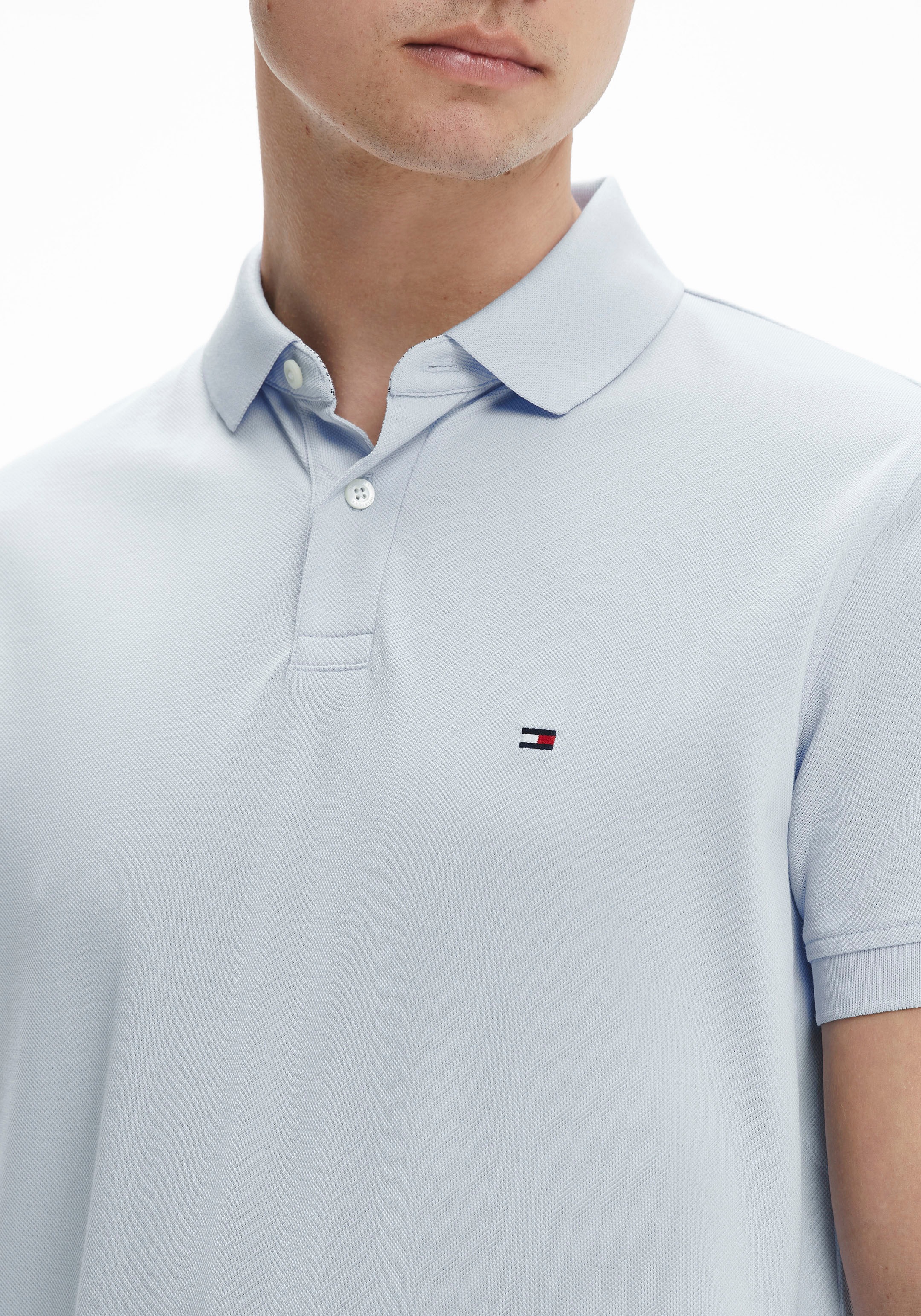 Tommy Hilfiger Poloshirt »1985 REGULAR POLO mit Kontraststreifen und Knopfleiste«, unifarben, sportlich, regular fit, Baumwollmix, Polokragen