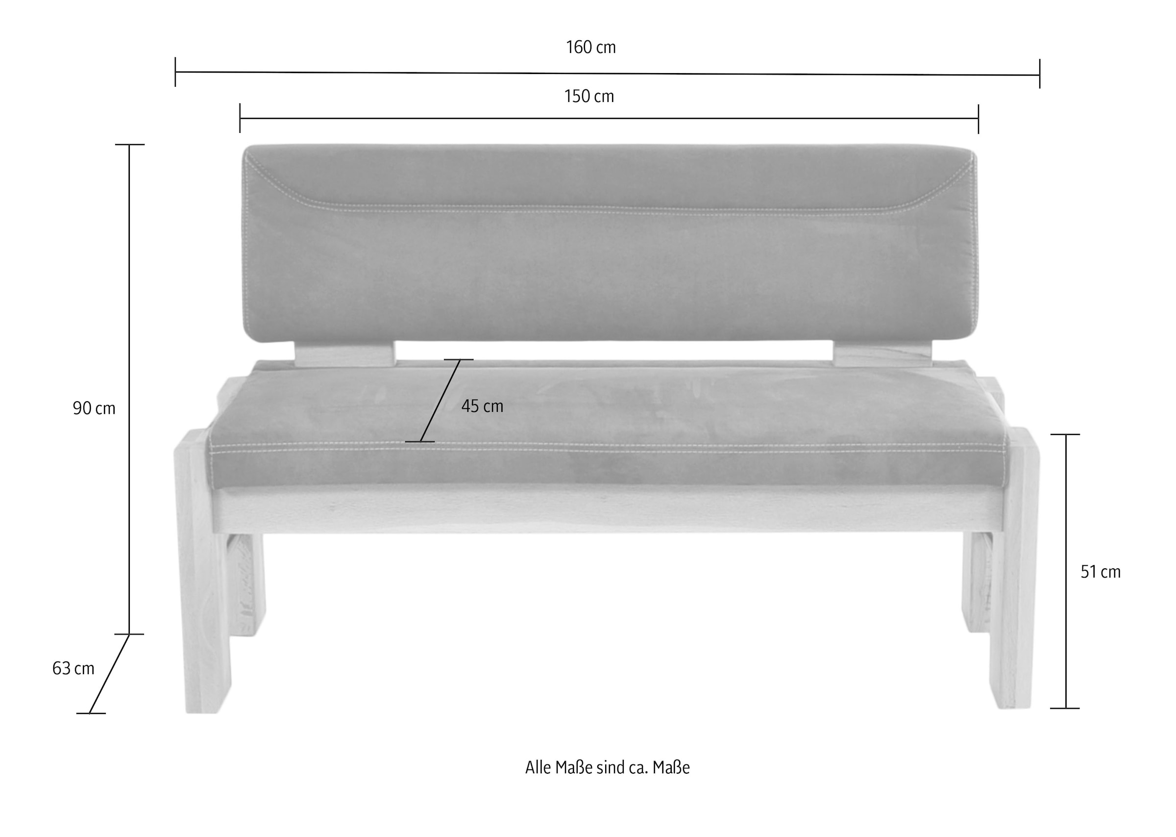 K+W Komfort & Wohnen Polsterbank gepolsterte Stauraumbank, Massivholz, in 2 Breiten 161cm oder 181cm