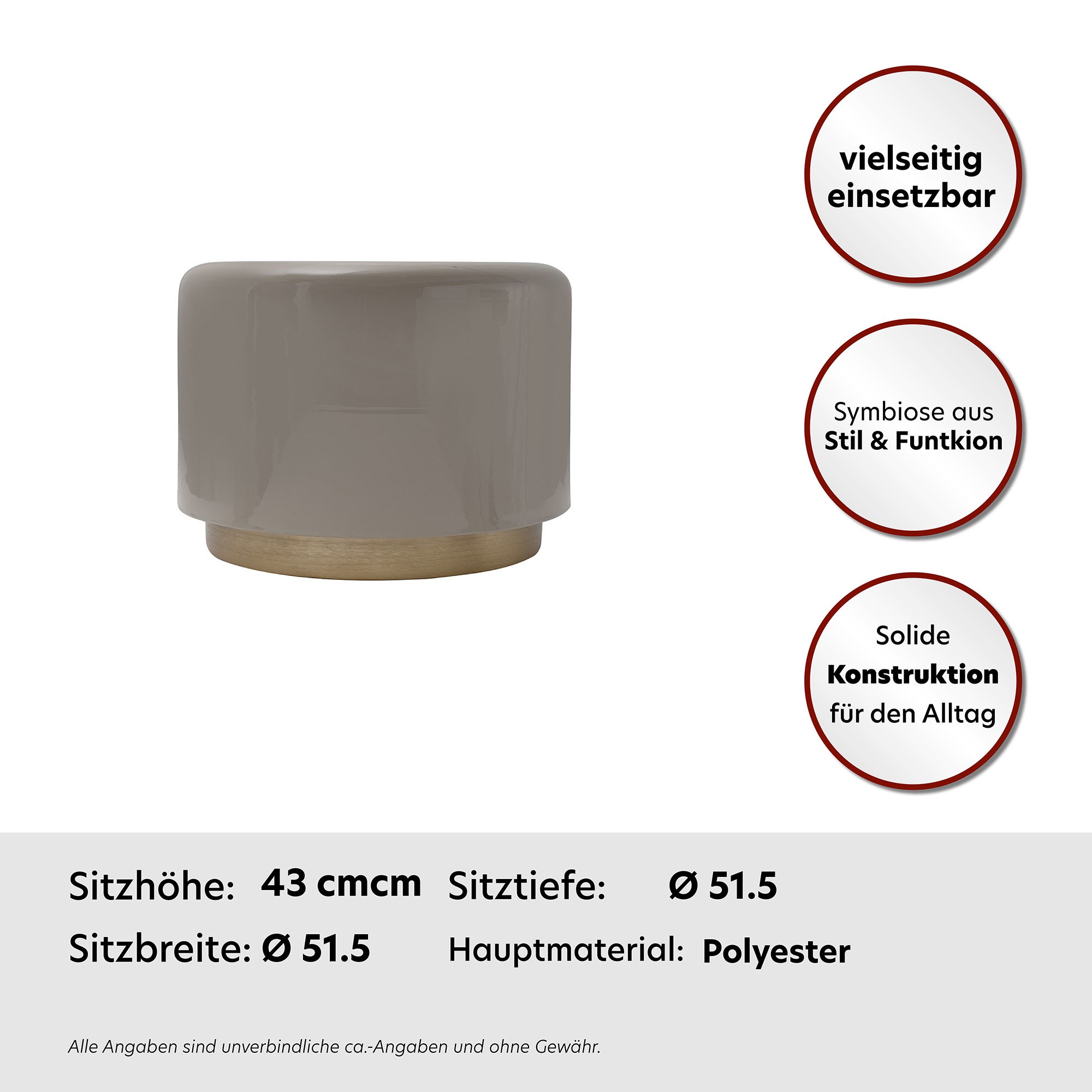 Kayoom Sitzhocker »Hocker Artisse, Edler Touch durch goldfarbenenen Sockel«, (1 St.), stilvoll, farbig lackiert, dekorativ, Moderner Look