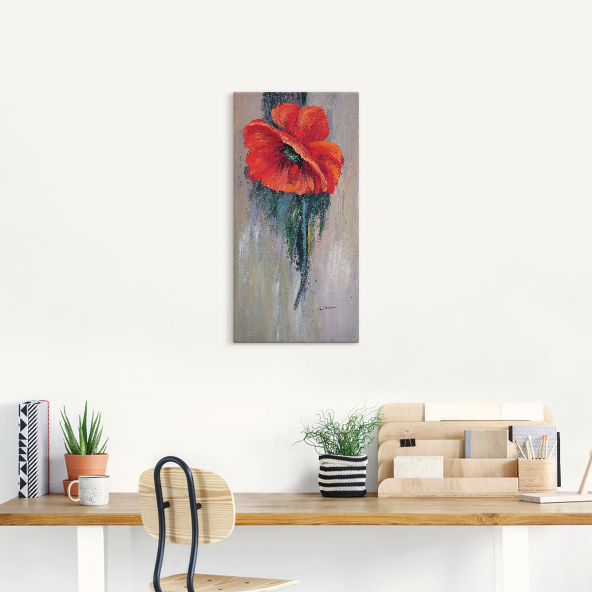 Artland Leinwandbild »Roter Mohn III«, Blumen, (1 St.), auf Keilrahmen gespannt