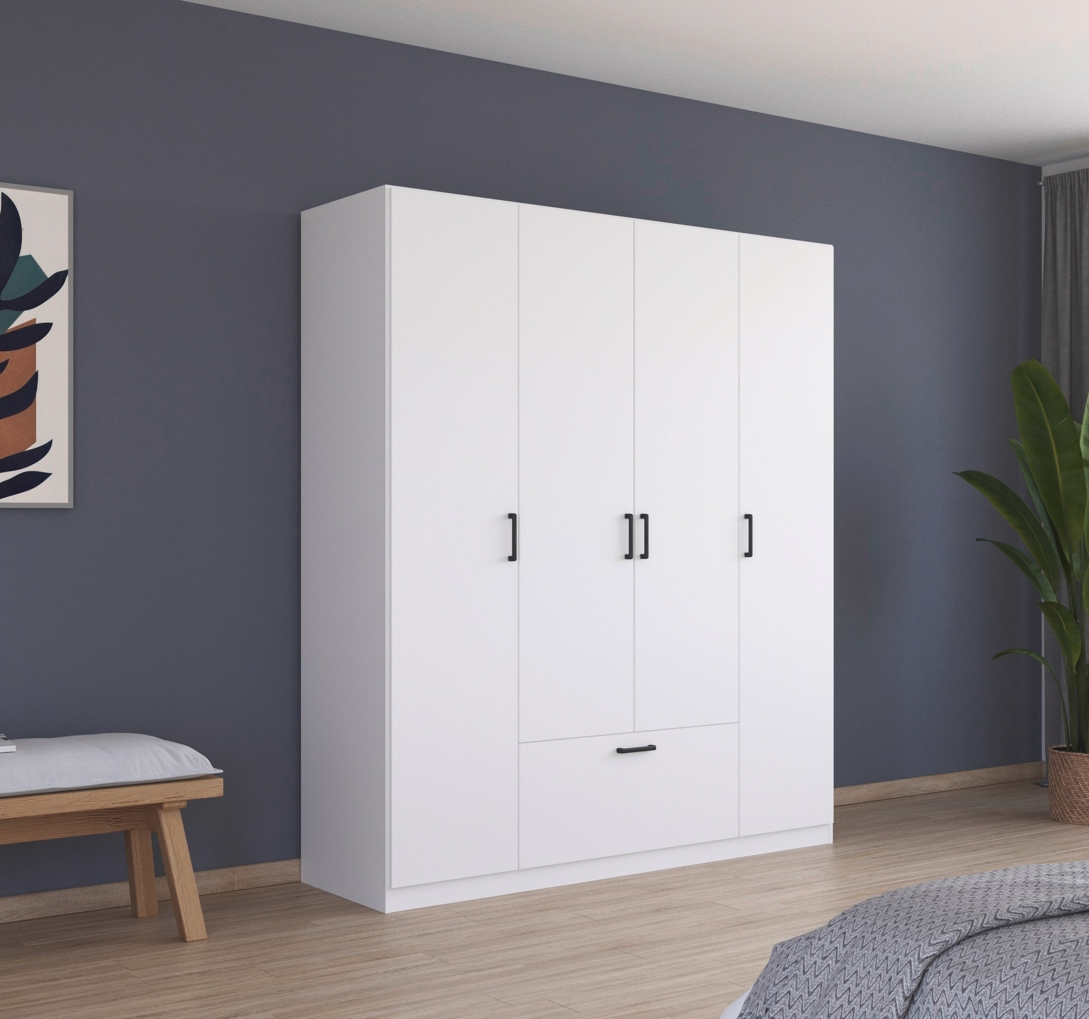 rauch Kleiderschrank »Schrank Garderobe Mehrzweckschrank Schlafzimmer Mietswohnung BARI« mit Schubasten mittig, moderner Griff in Graumetallic MADE IN GERMANY