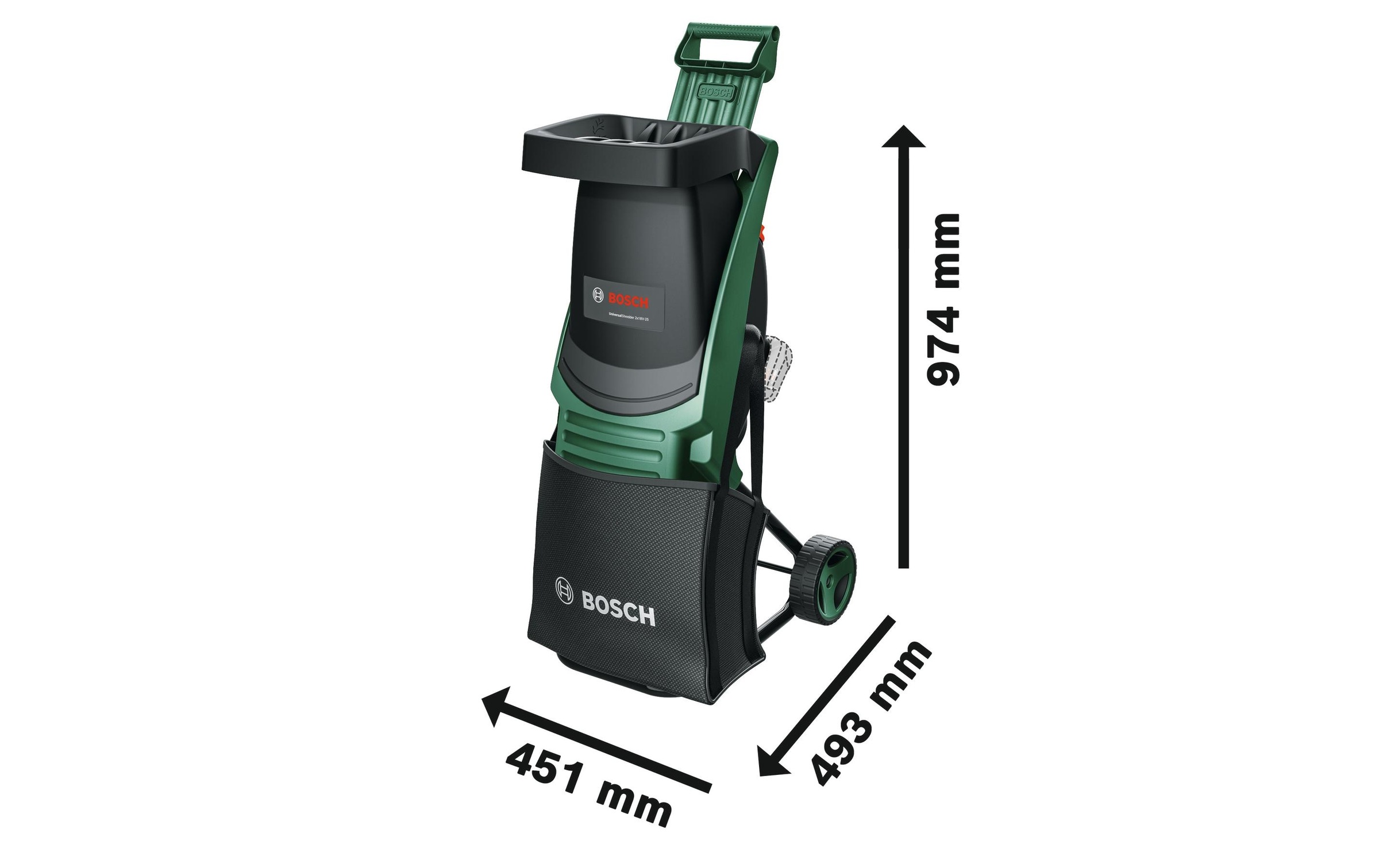 BOSCH Broyeurs de végétaux »UniversalShredder 2x18V-25« kraftvolle 36V-Leistung durch 2x 18V-Akku