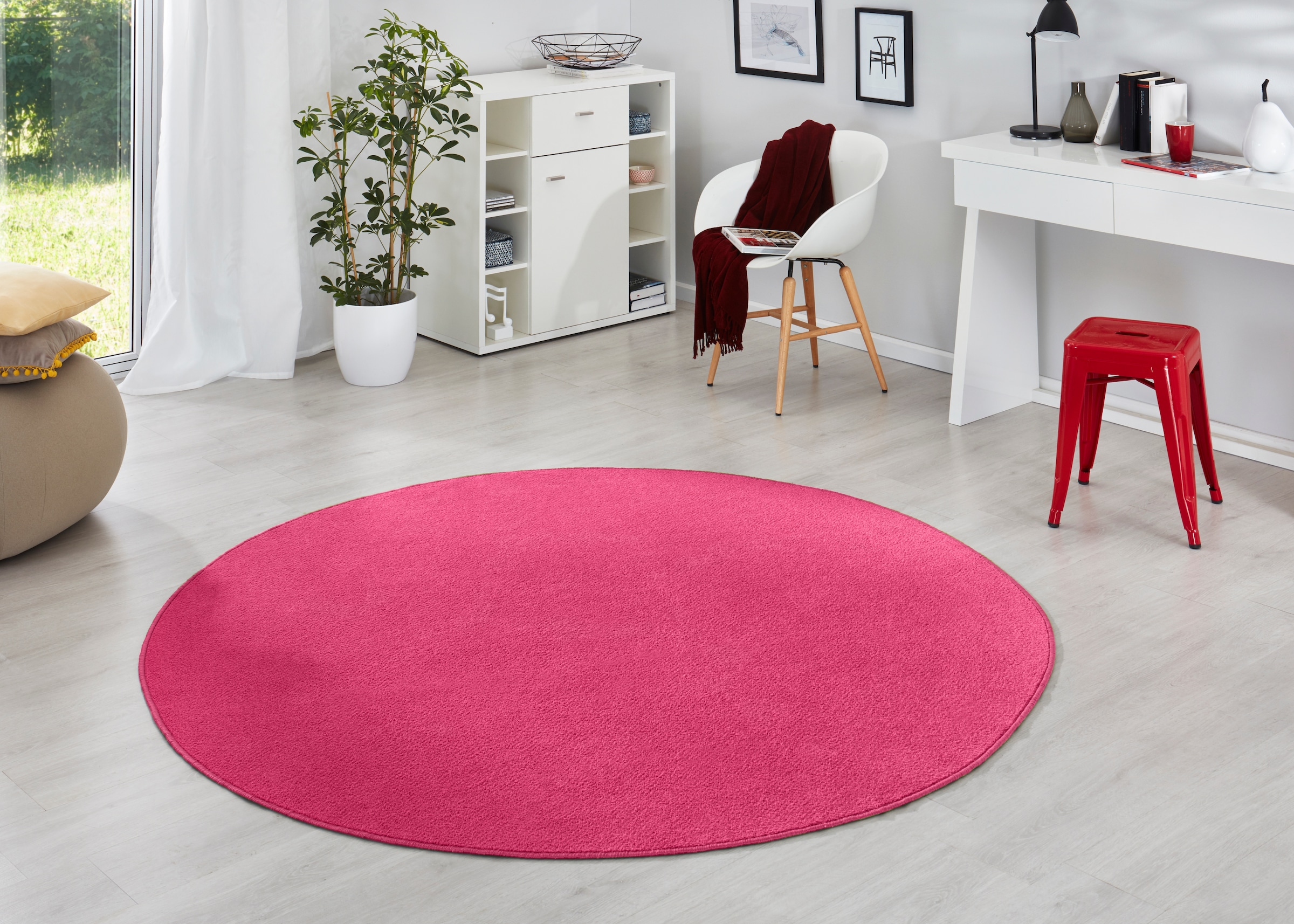 HANSE Home Teppich »Fancy«, rund, 7 mm Höhe, Kurzflor, Weich, Einfarbig, Wohnzimmer, Schlafzimmer, Esszimmer