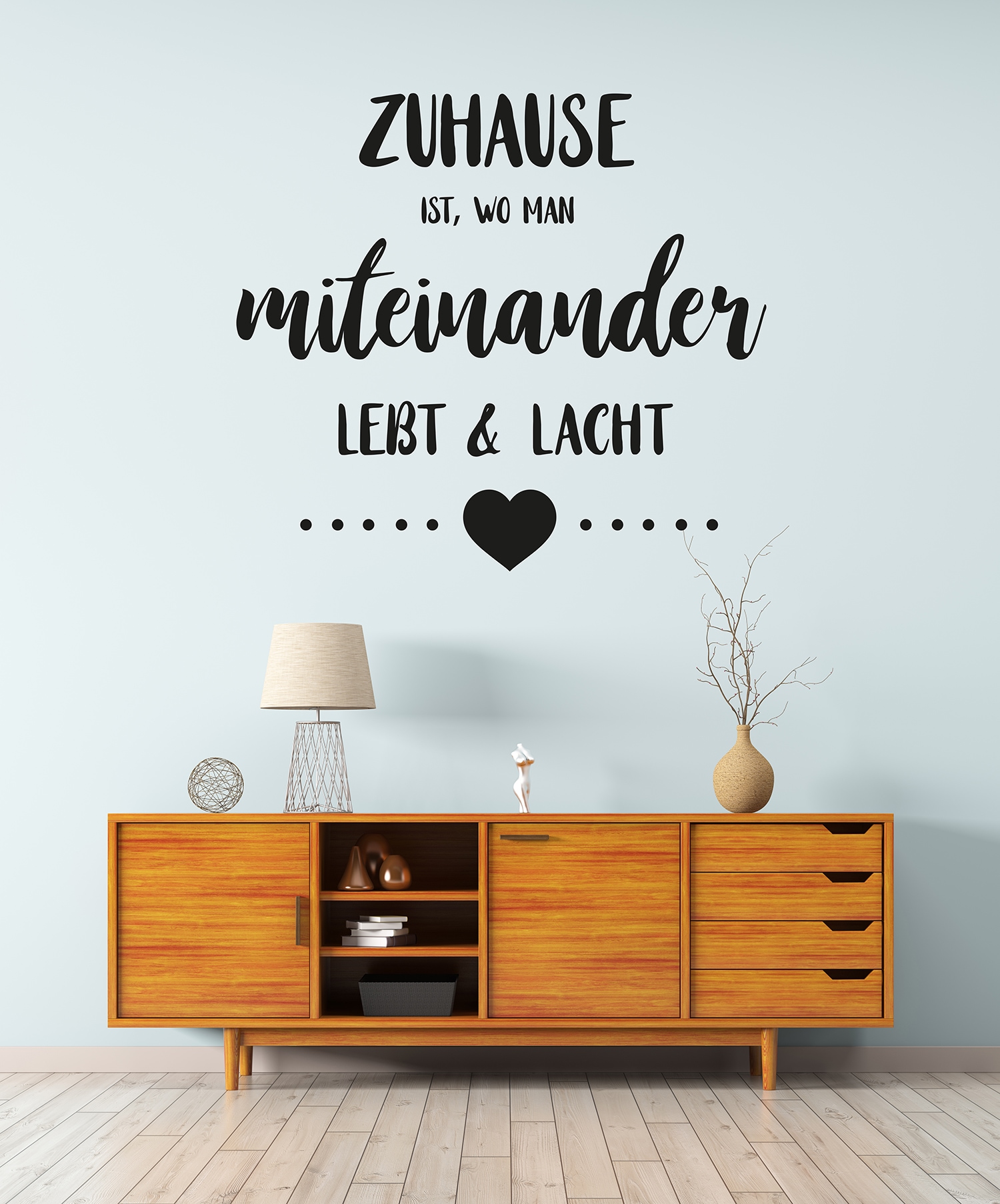 my home Wandtattoo »Zuhause ist, wo man miteinander lebt & lacht«, (1 St.), Wandaufkleber, selbstklebend, rückstandslos abziehbar, Sticker, Spruch