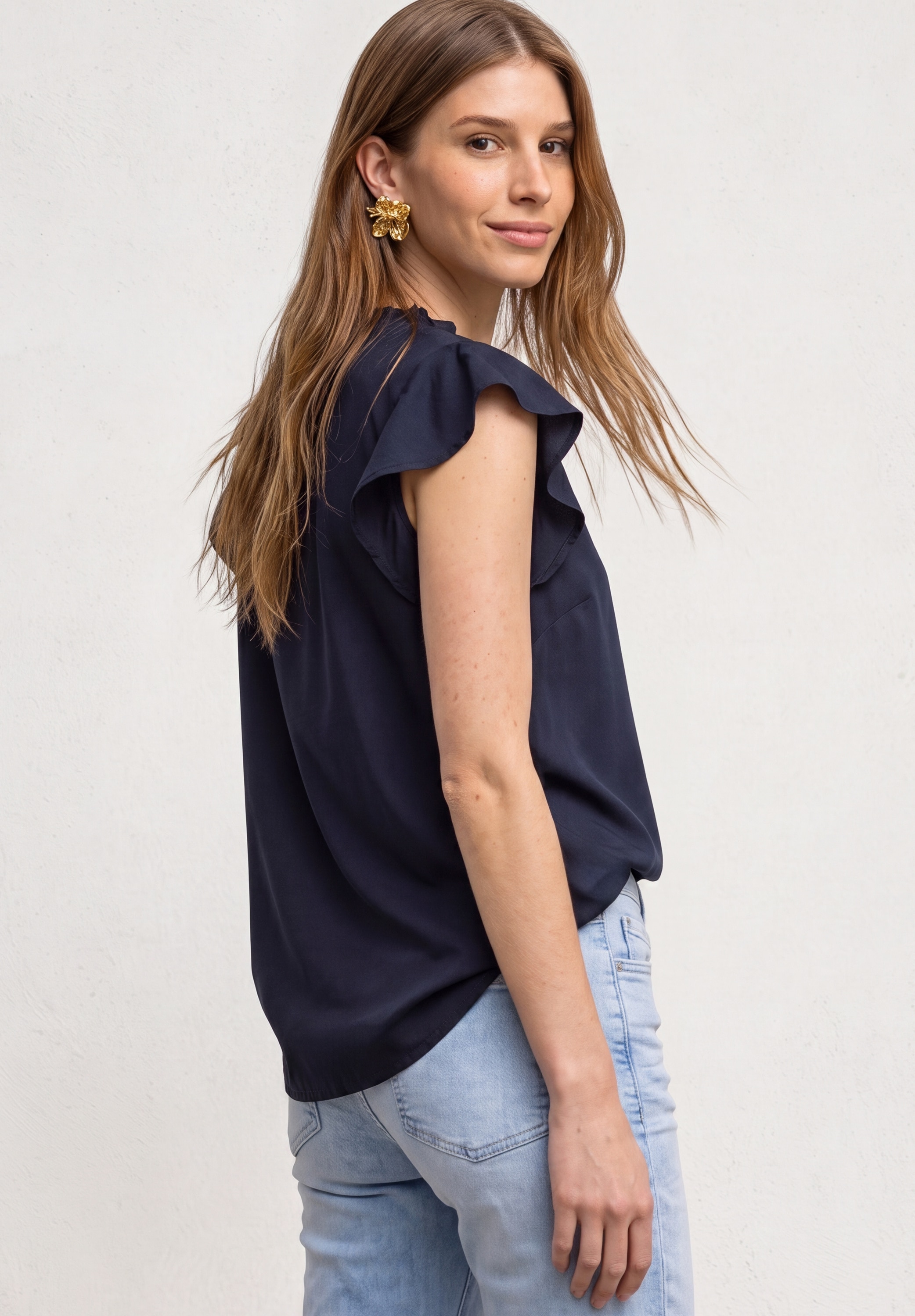STREET ONE Blouse à manches courtes blouse d'été avec manches volantées