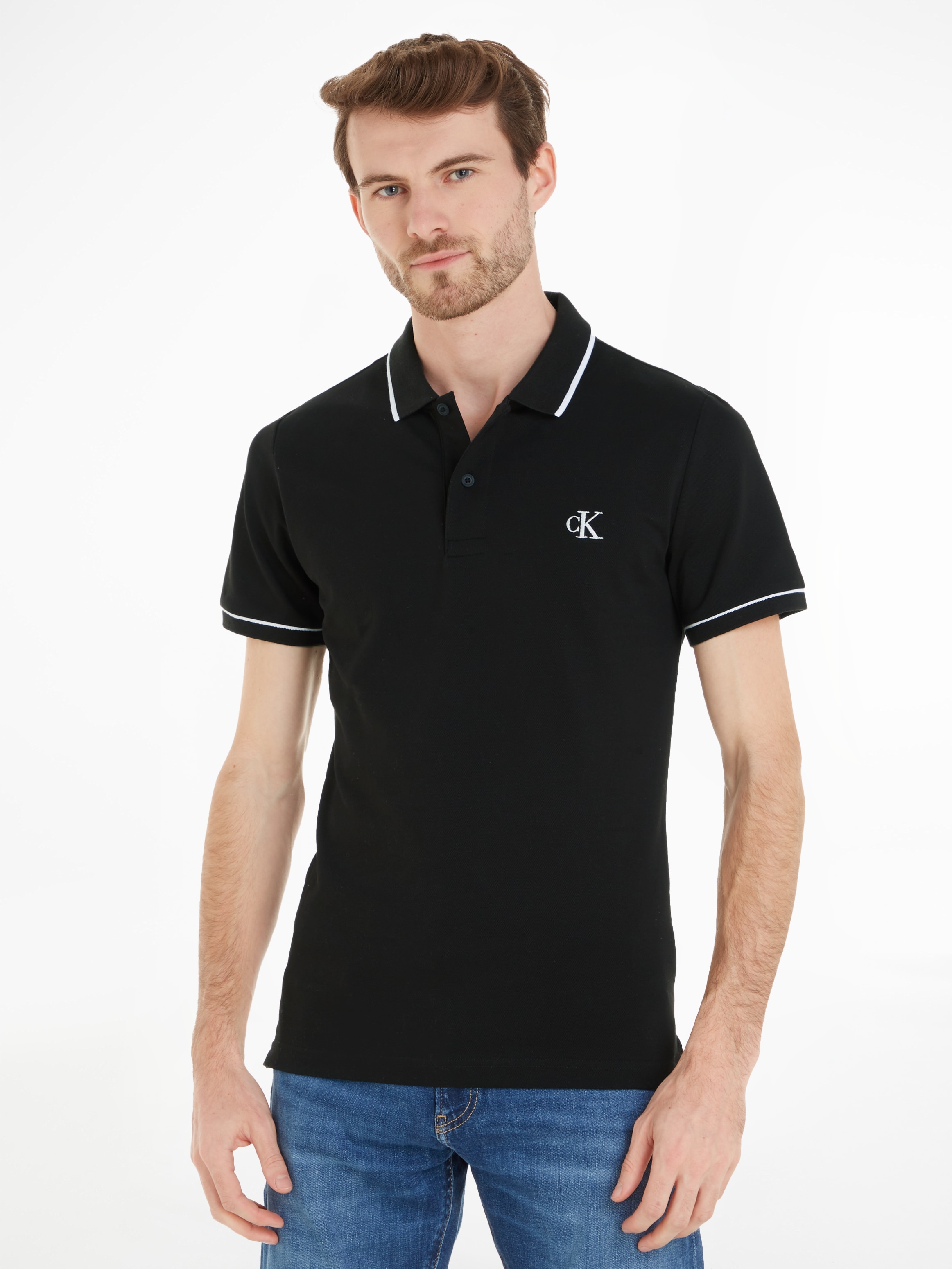 Poloshirt »CK ESSENTIAL TIPPING SLIM POLO«, mit Markenstickerei