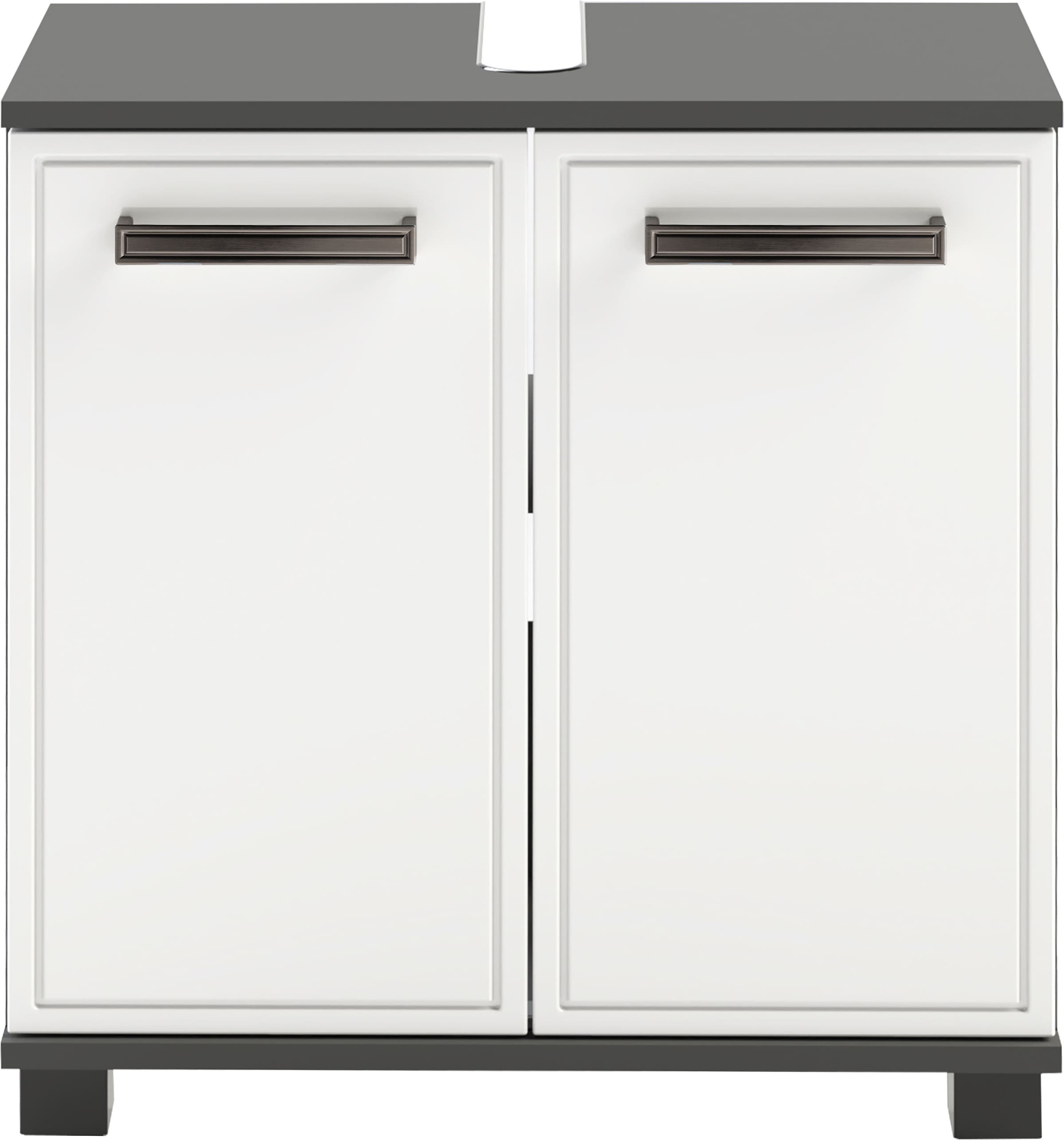 Schildmeyer Armoire sous lavabo »ADANA, Breite 59,8 cm, 2 Türen, Siphonausschnitt, MADE IN GERMANY« 1 cuis tlg. façades MDF profondes avec gaufrage de cadre tout autour, FABRIQUÉ EN ALLEMAGNE