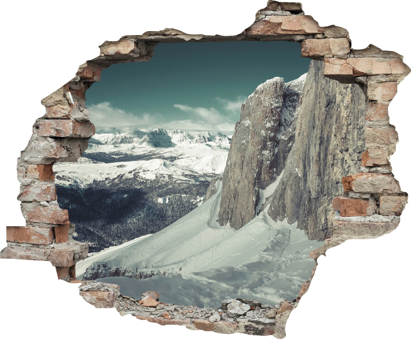 Image of queence Wandtattoo "Berge" Wandsticker, Wandbild, selbstklebend, 3D, Wanddurchbruch