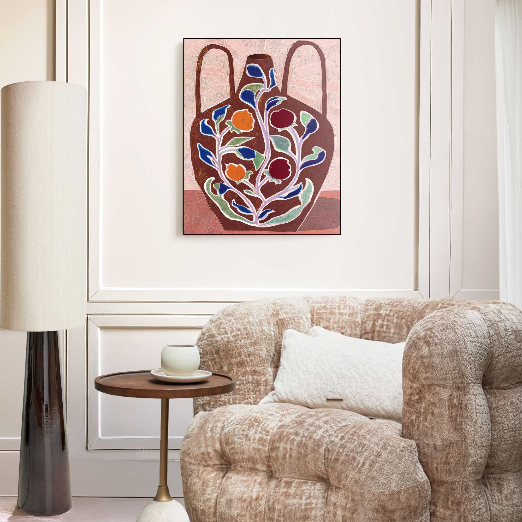 Image of Reinders Wandbild "Steingutvase" Blumen 1 Stk. tlg. Küche - Rosa - MDF - Blumen und Pflanzen - 50x40 cm