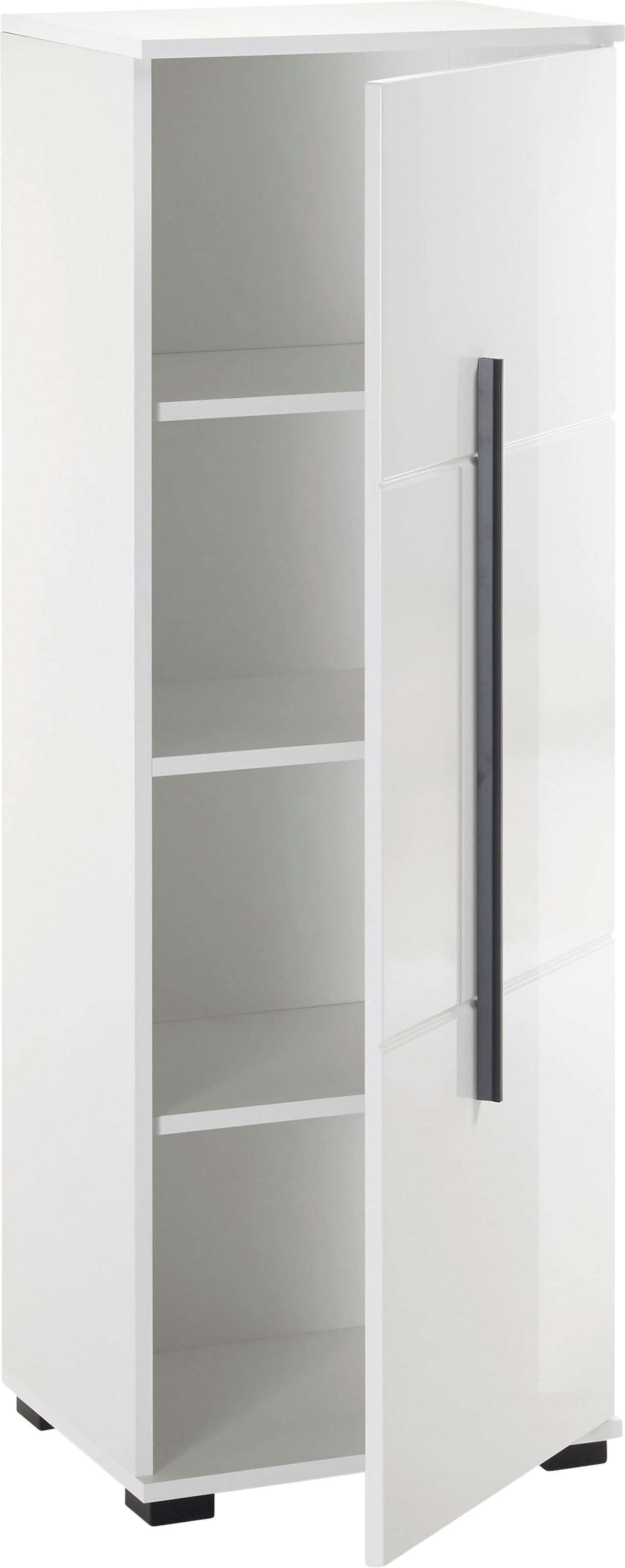 INOSIGN Midischrank »Cantara, Badschrank in Hochglanz Weiss, Schrank im modernen Design«, mit schwarzen Griffen, ausreichend Stauraum