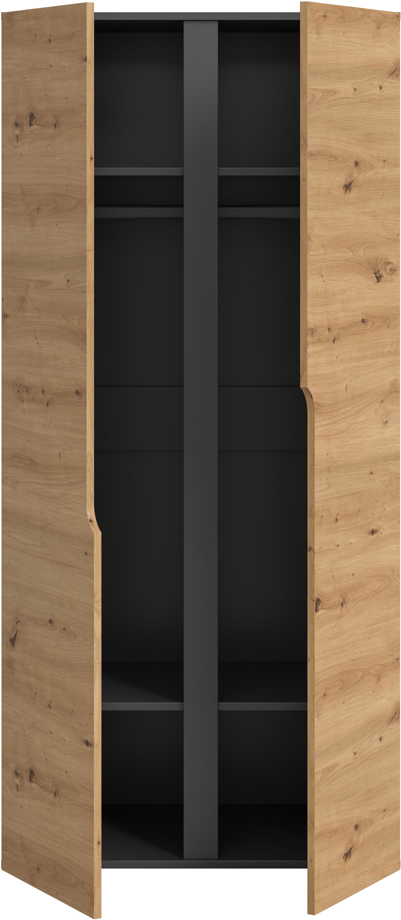 Home affaire Kleiderschrank »BJÖRNEBORG, Schlafzimmerschrank, Garderobe, Schrank« inklusive Wechselblende in anthrazit und Artisan Eiche Nachbildung,  Breite 80cm, Kleiderstange, 2 Böden