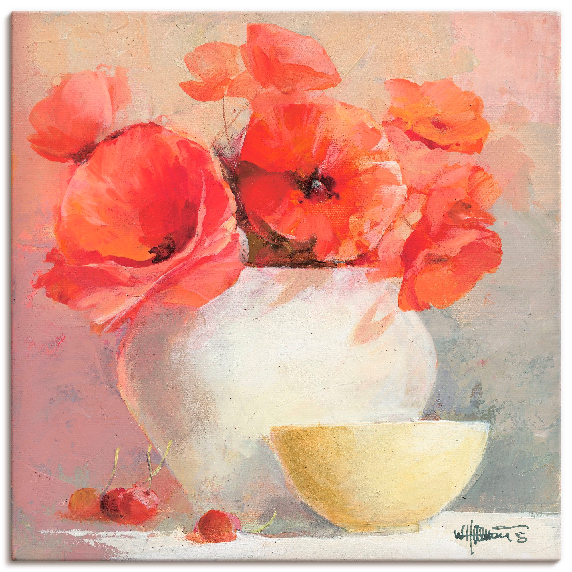 Image of Artland Leinwandbild "Mohn III" Blumen 1 Stk. tlg. auf Holzrahmen gespannt