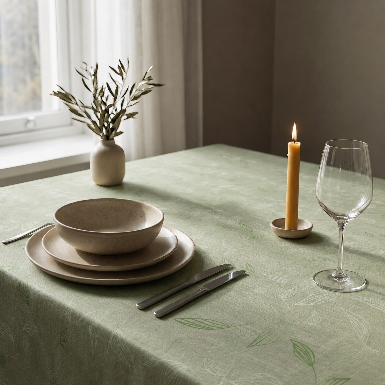 GOODproduct Tischdecke »Raffon« Leinenoptik,Blattmotiv, Wohn - Esszimmer, halbtransparent/blickdicht
