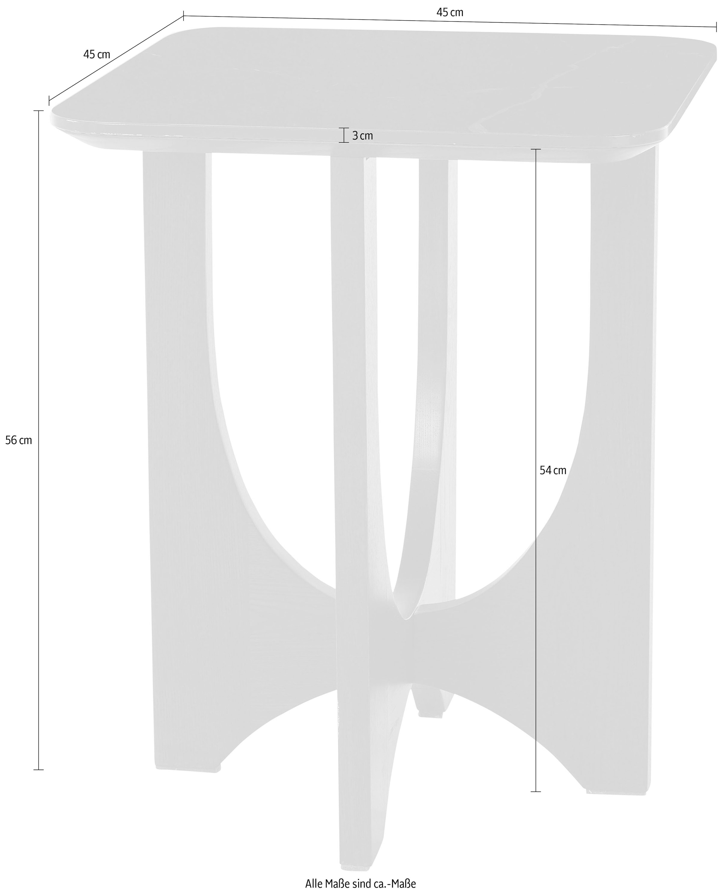 LeGer Home by Lena Gercke Table d'appoint »Kirella« mit Marmor-Optik und massivem Eschenholz-Kreuzfuss, Breite 45 cm