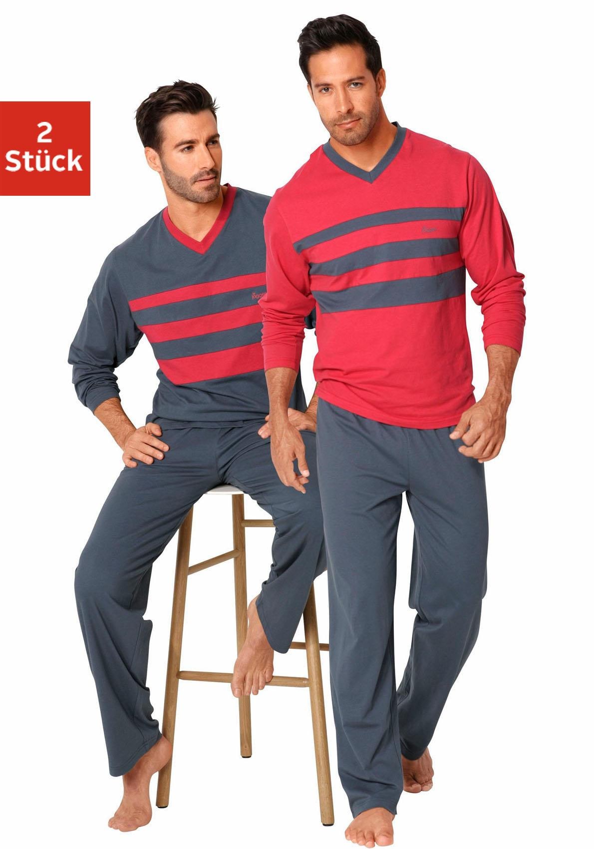 Image of le jogger Pyjama "Schlafanzug für Herren" Packung, 2 Stück, 4 tlg. aus 100% Baumwolle
