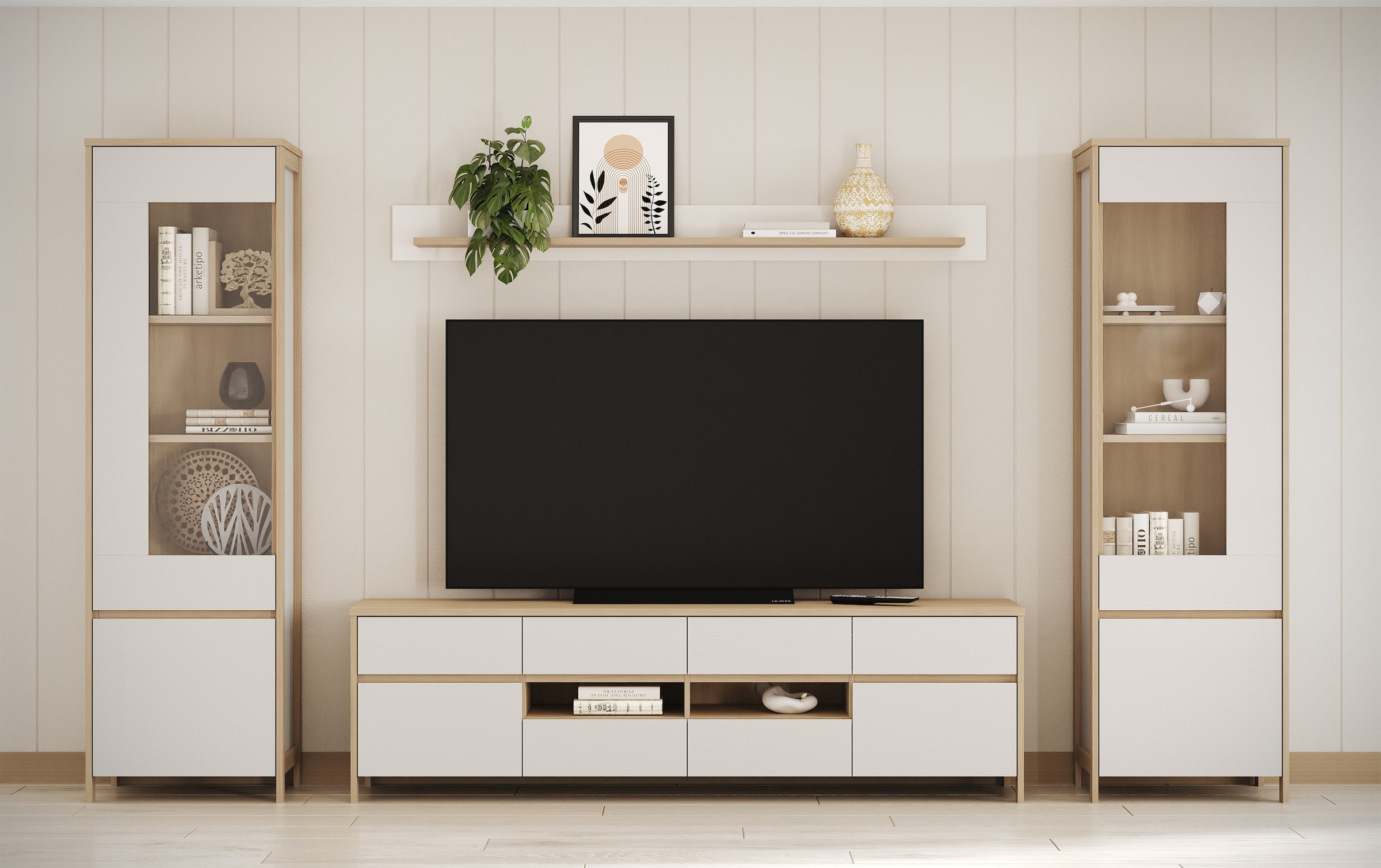 Image of Home affaire Wohnwand "Stranda, moderne Anbauwand, Komplettset im Scandi-Style" 4 Stk. tlg.