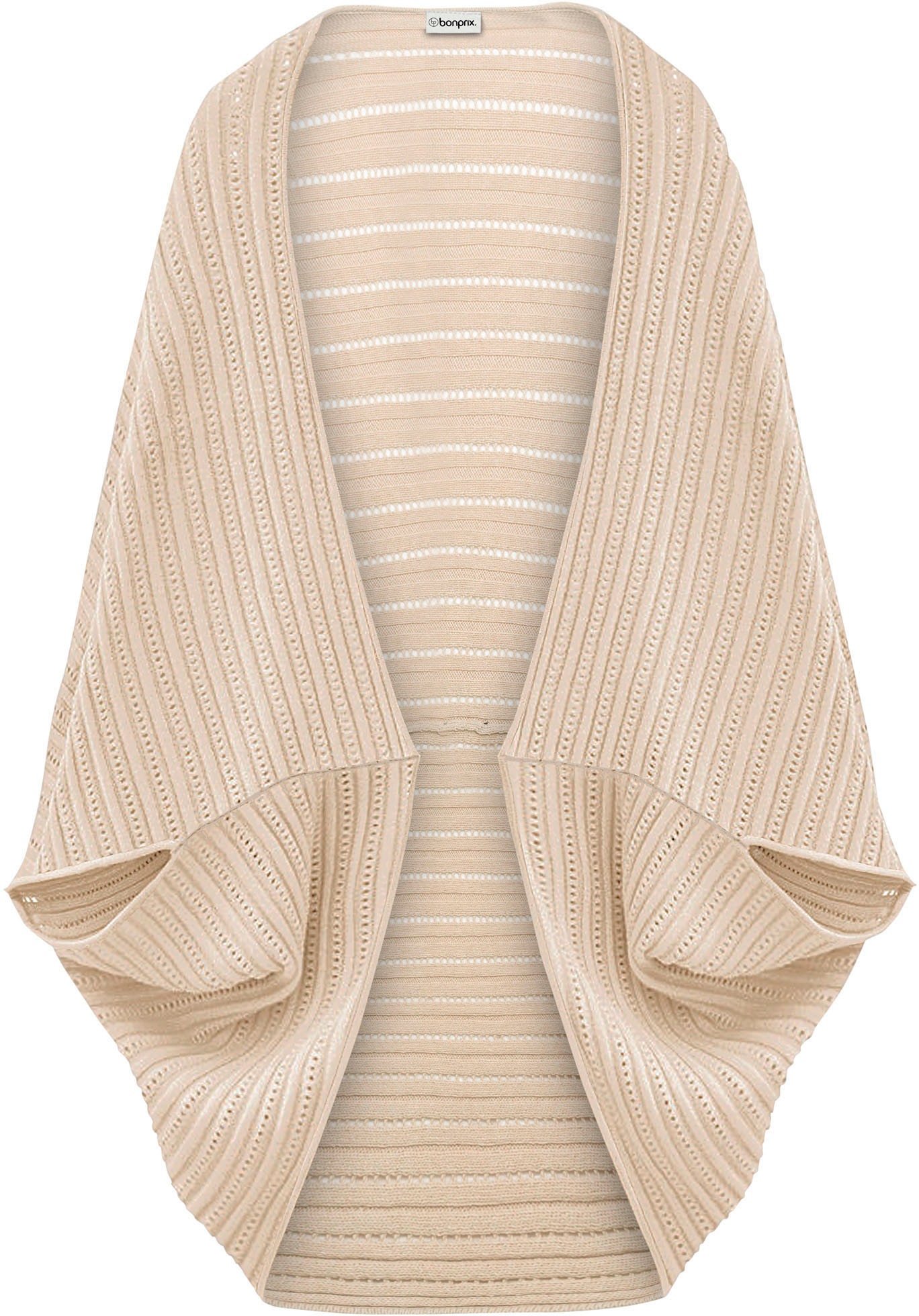 bonprix Poncho en tricot aus Feinstrick, 3/4-Ärmel, figurumspielende Passform