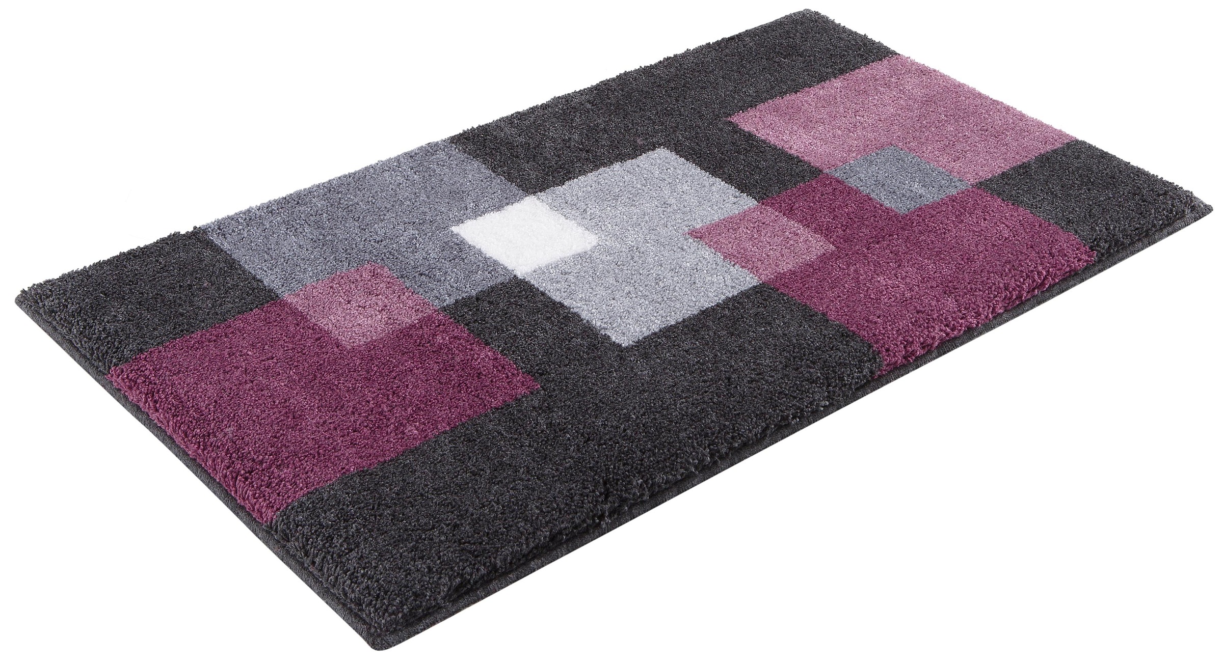 Grund Badematte "Paxos" Höhe 20 mm rutschhemmend beschichtet fußbodenheizungsgeeignet  strapazierfähig geometrisches Design, modern, flauschig, softer Flor, Made in Europe