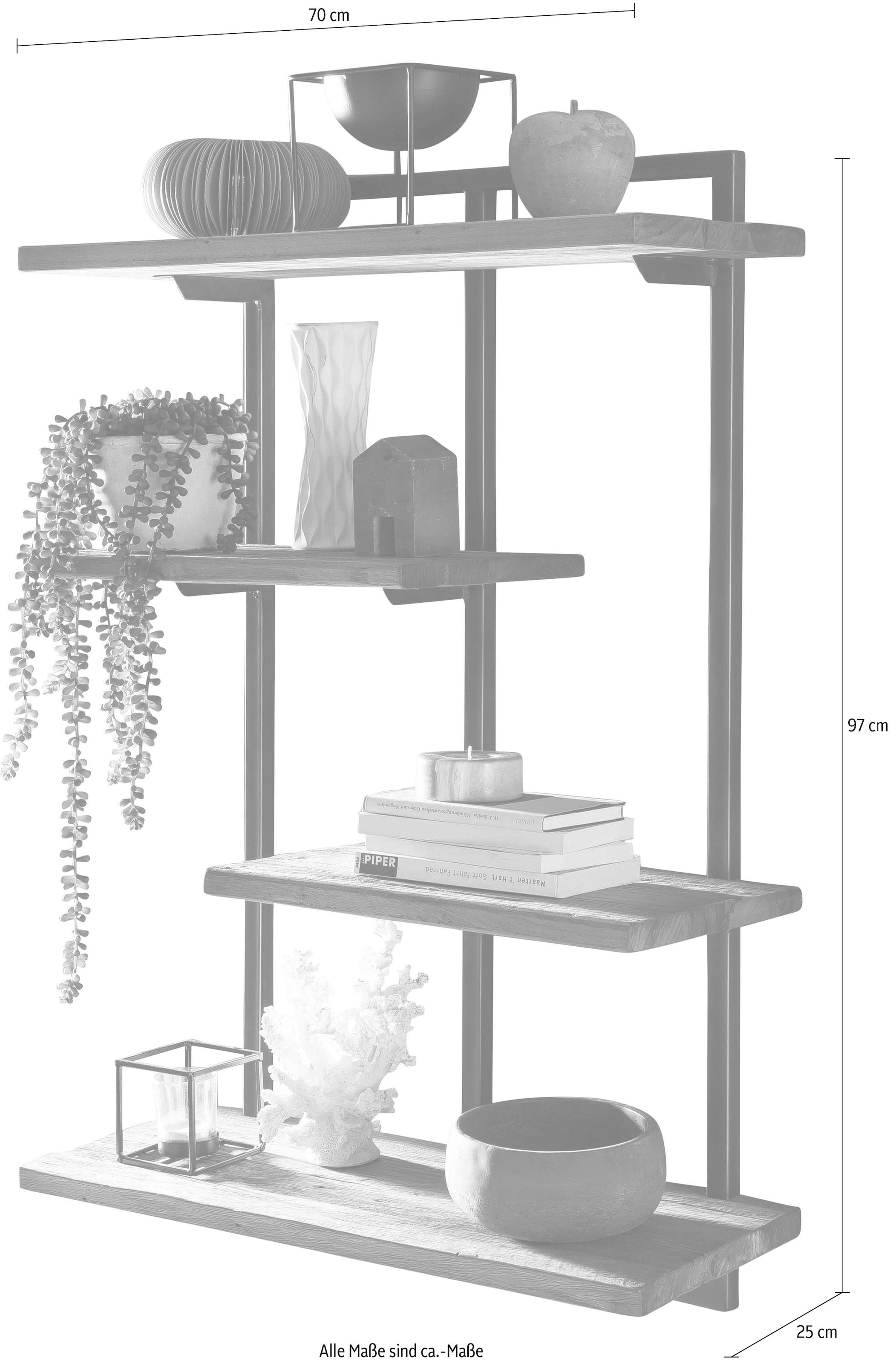 SIT Étagère murale »ROMANTEAKA Hängeregal aus Teakholz mit 4 Böden im Industrial-Stil« teck recyclé dans un design industriel moderne