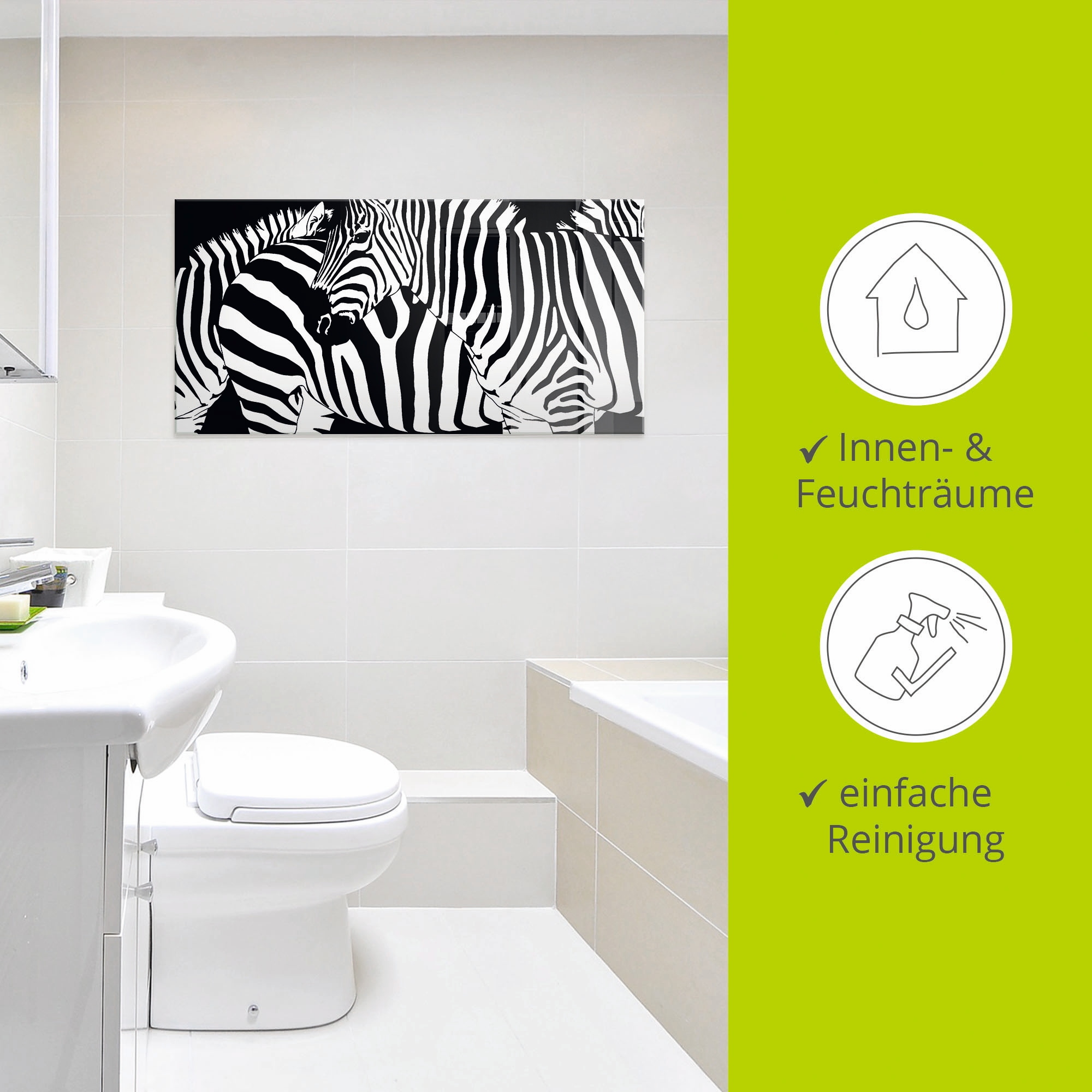Artland Glasbild »Zebrastreifen«, Wildtiere, (1 St.), in verschiedenen Grössen