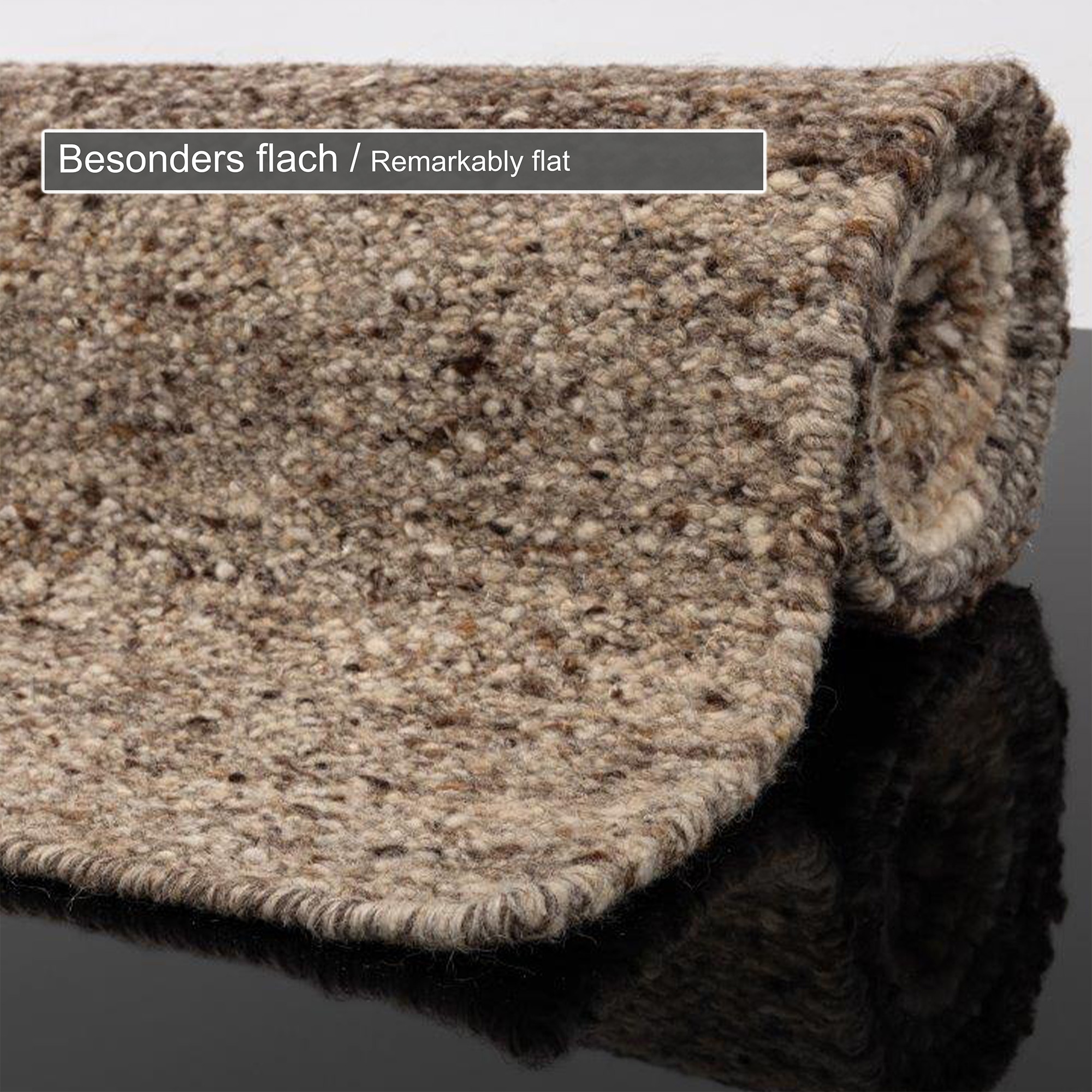 THEKO Tapis en laine »Ehrwald TK-156« Rectangulaire 12 mm Höhe Wendeteppich, besonders flach, reine Wolle, handgewebt, warme Farben