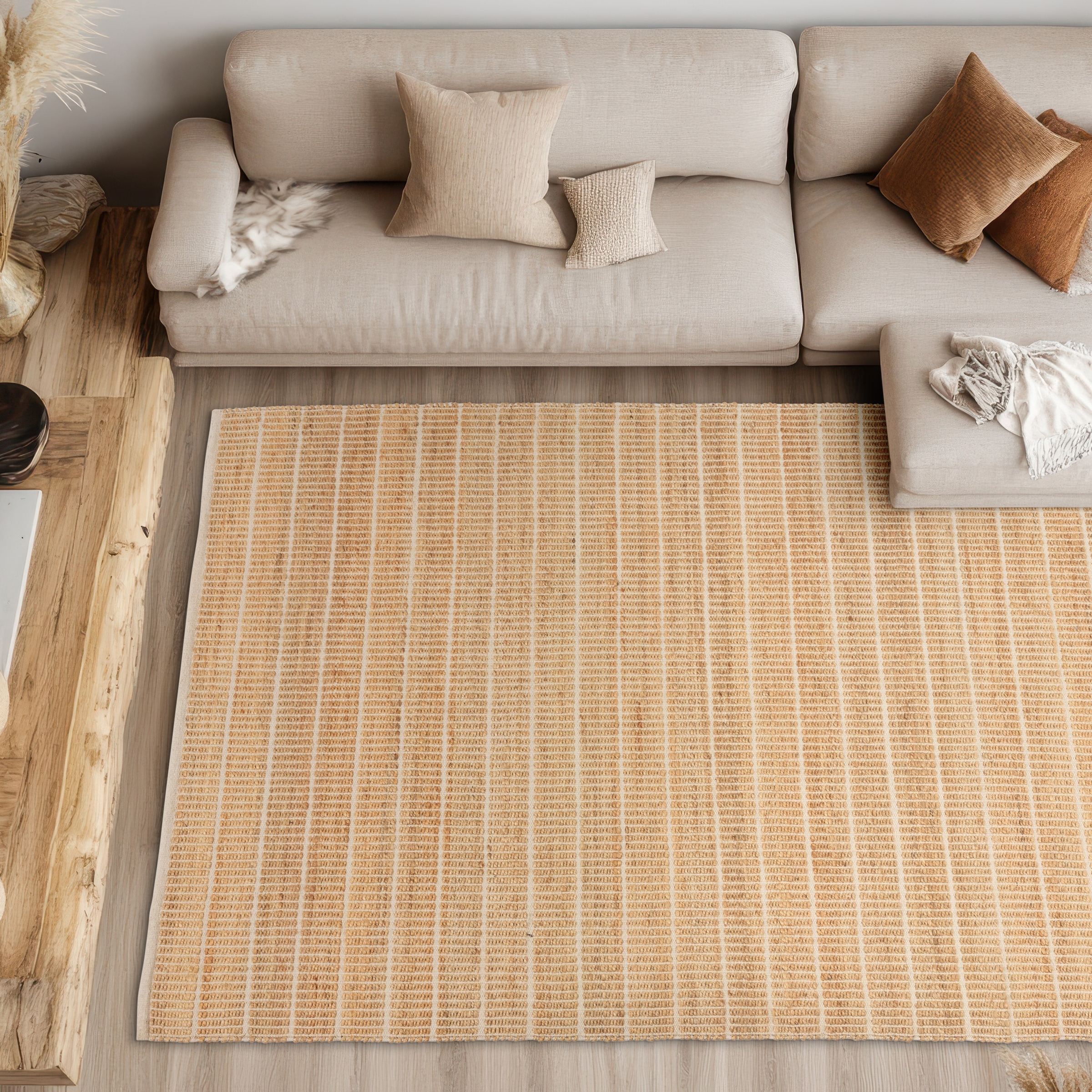 Image of SCHÖNER WOHNEN-Kollektion Teppich "Nalaya" rechteckig 10 mm Höhe Jute/Baumwolle, rustikale Haptik, Streifenoptik, Wohnzimmer