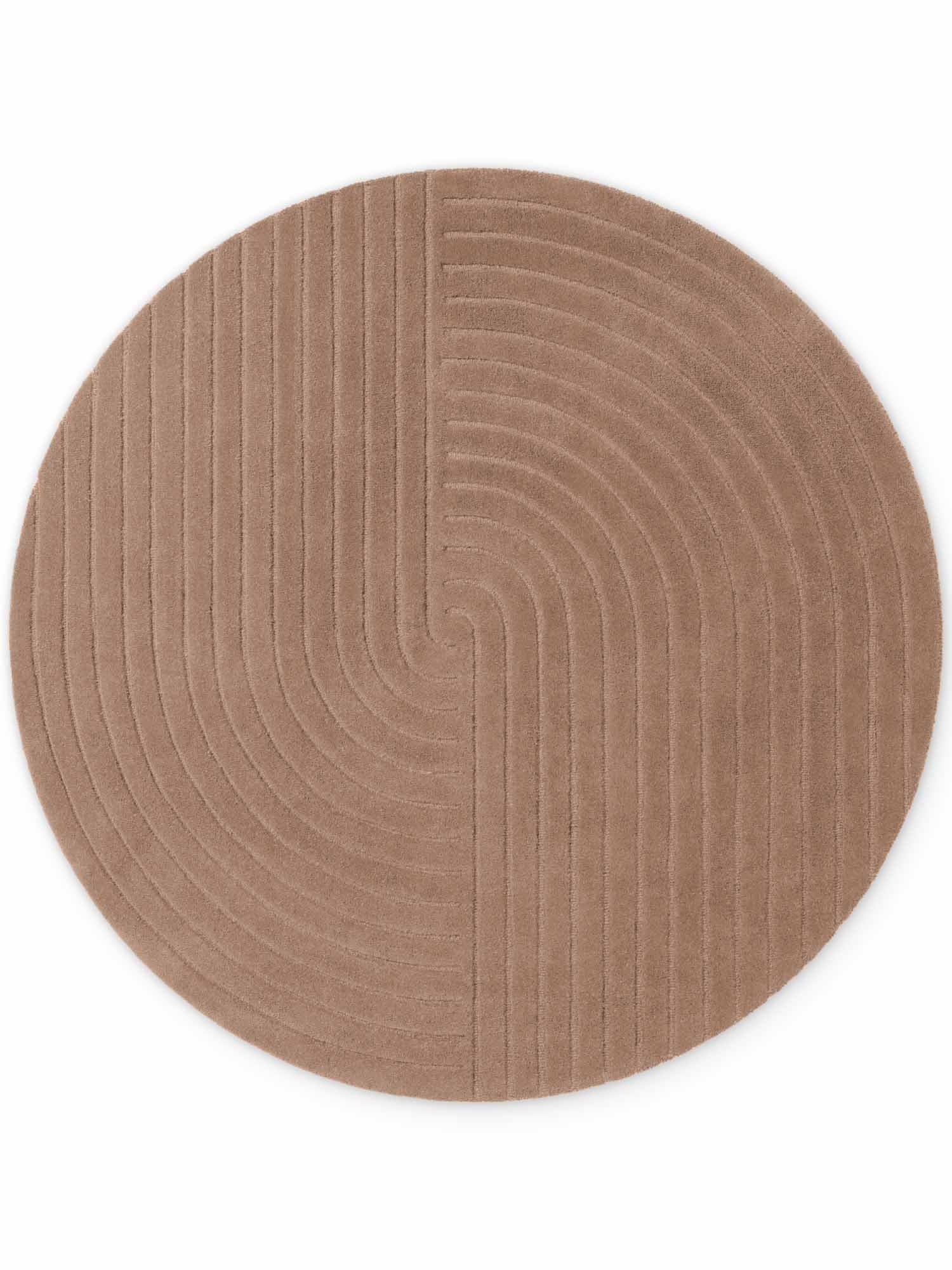 vikosa Tapis en laine »Arcura« Rond 15 mm Höhe Wolle Handgemacht, Hoch-Tief-Effekt, Geometrisches Linien Wellendesign