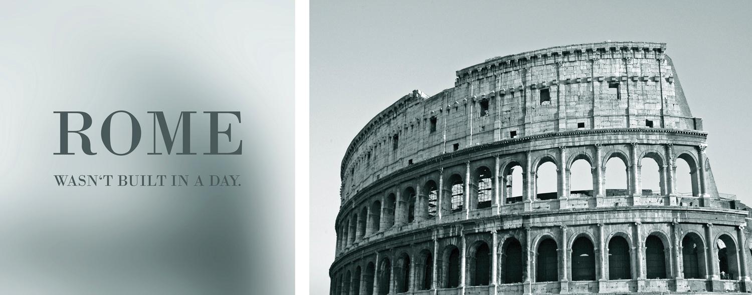 Image of queence Leinwandbild "Rome" Foto Italien Kunst Modern Rom Romantisch Schriftzug Schriftzüge Spa Spa Bilder Sprüche Sprüche & Texte Set, Premium-Leinwandstoff, Handarbeit aus Deutschland, Spruch, 2er Set
