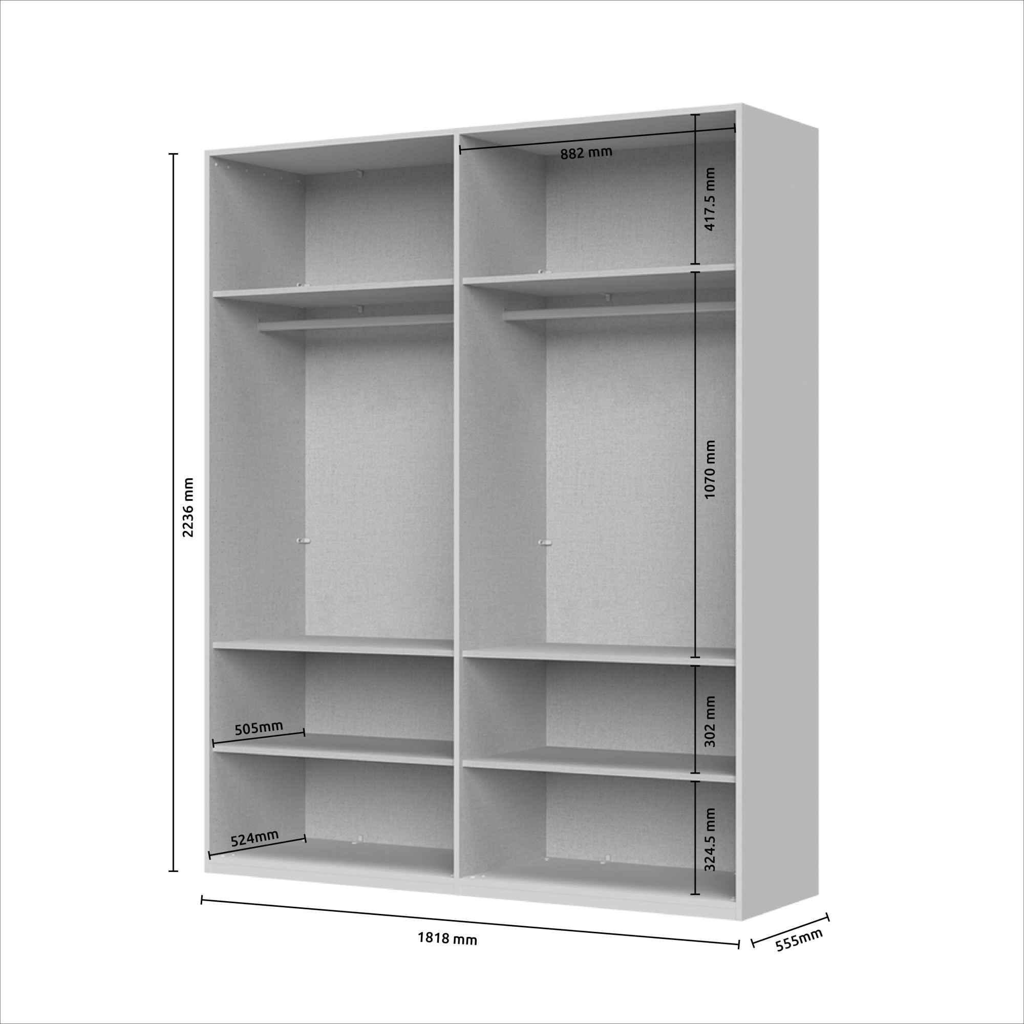 GOODproduct Drehtürenschrank »Opera Parsol-Glastüren, LED-Glasbodenbeleuchtung, mit und ohne Kranz« Glastüren, UV-Lack, LED-Innenbeleuchtung, Soft-Close-Funktion