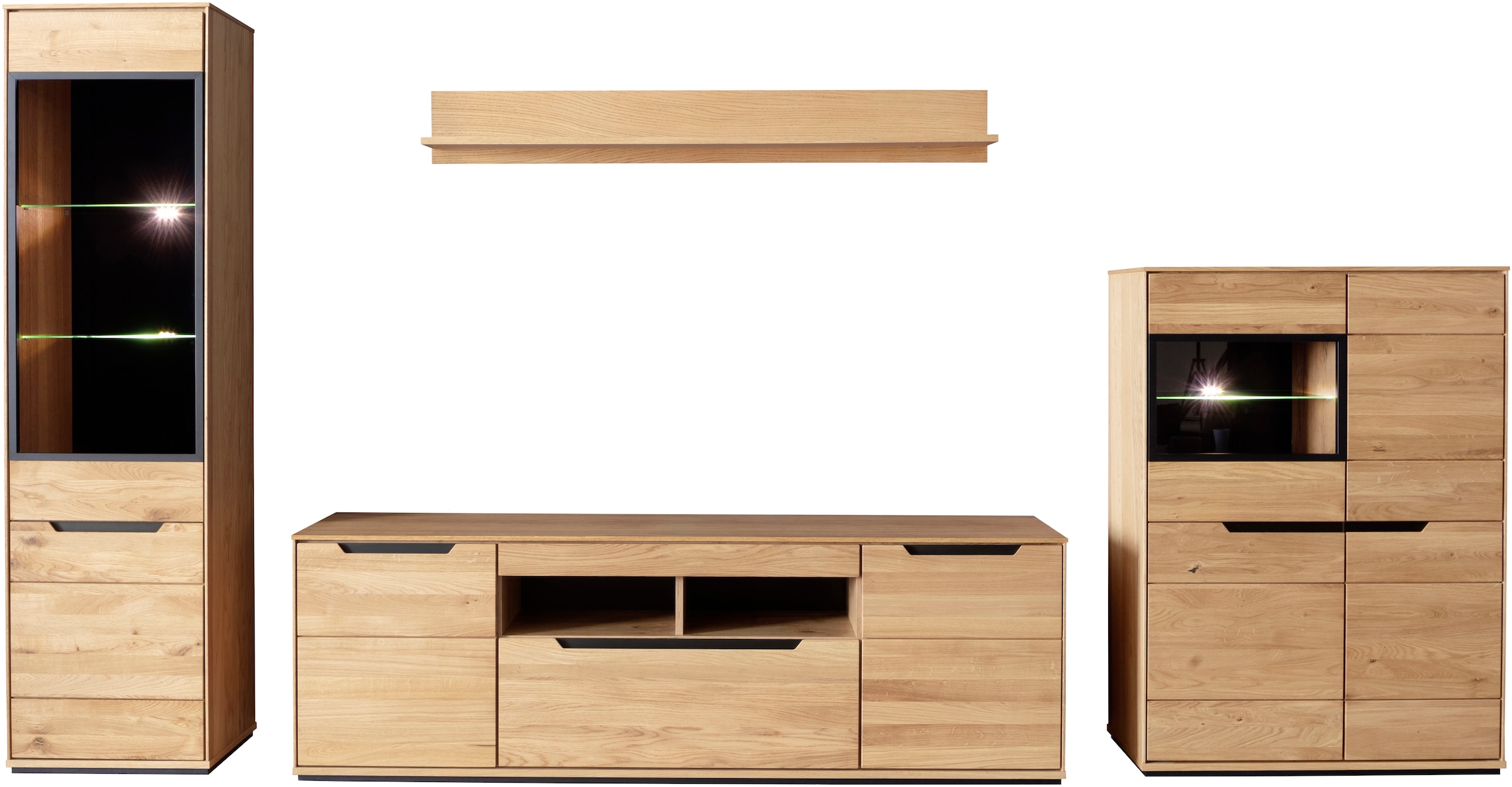 MCA living Meuble mural »Araya Wohnkombination II« Komplett-Set, optional: Glaskantenbeleuchtung, 4 cuis tlg.
