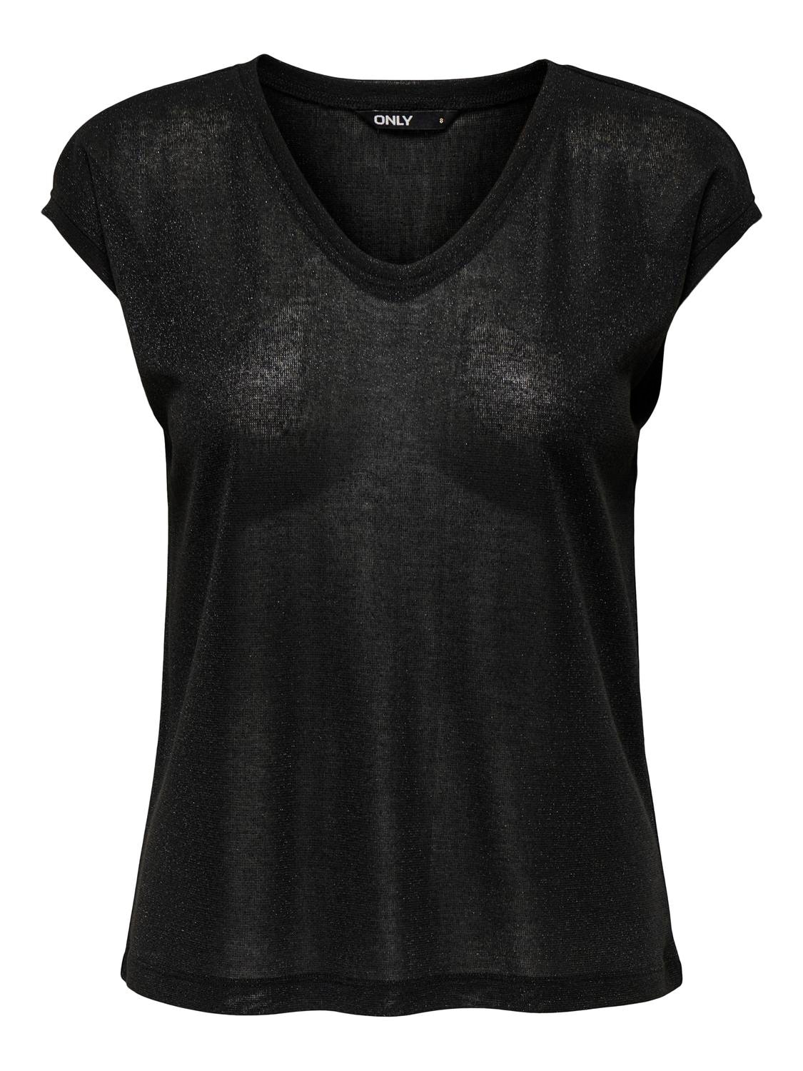 ONLY Kurzarmshirt »ONLSILVERY S/S V NECK LUREX TOP JRS NOOS«