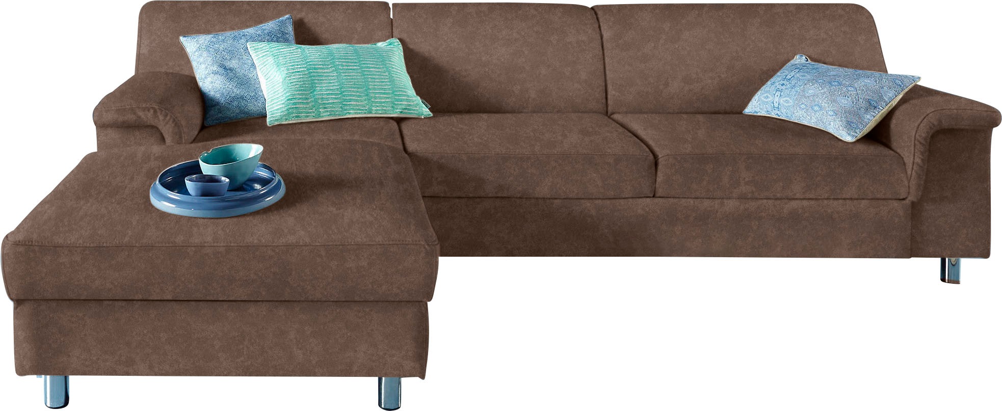 DOMO collection Ecksofa "Jamie, modern und elegant, Fußhöhe 9cm, L-Form," wahlweise mit Bettfunktion