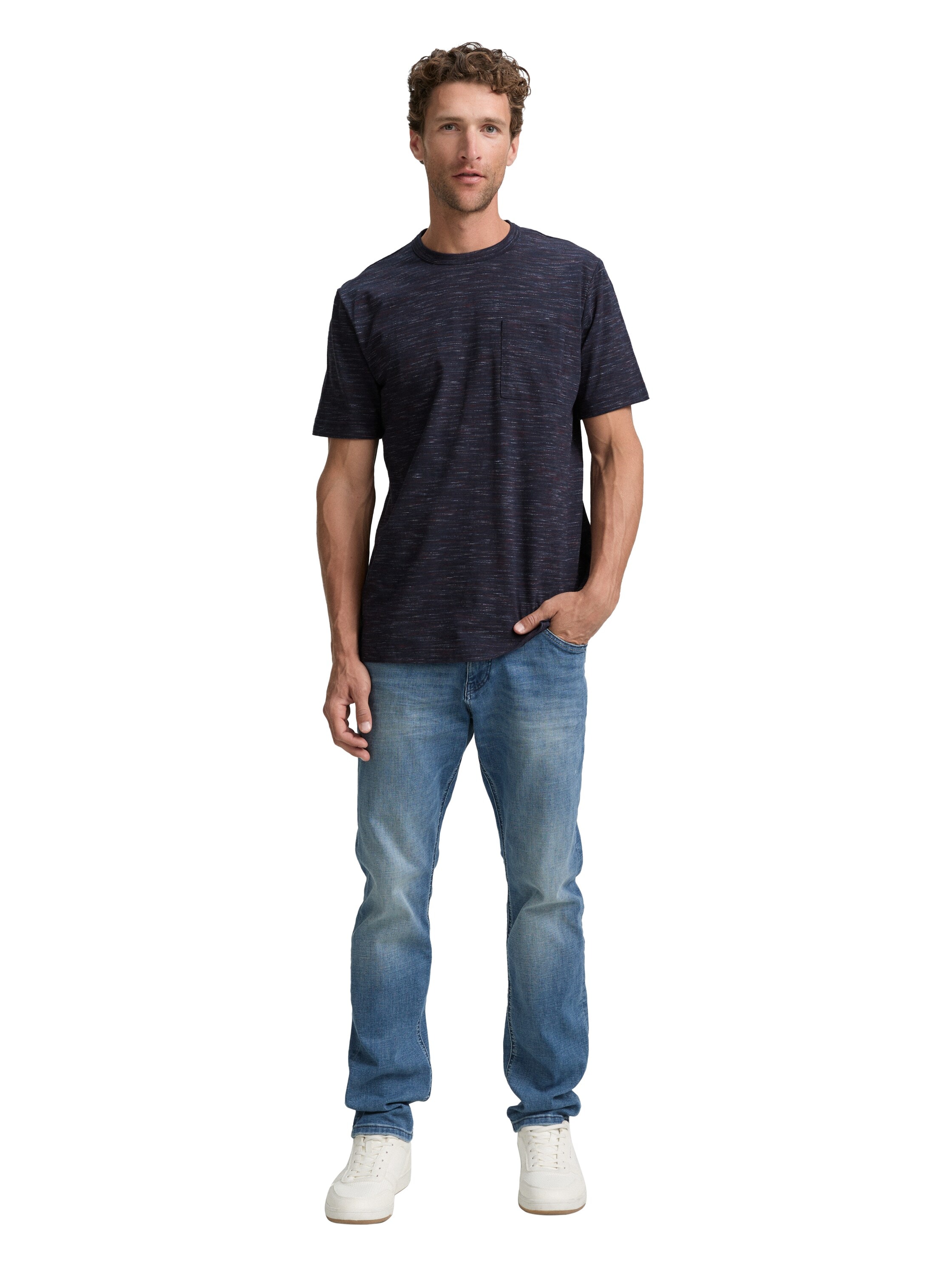 TOM TAILOR Rundhalsshirt, in melierter Optik