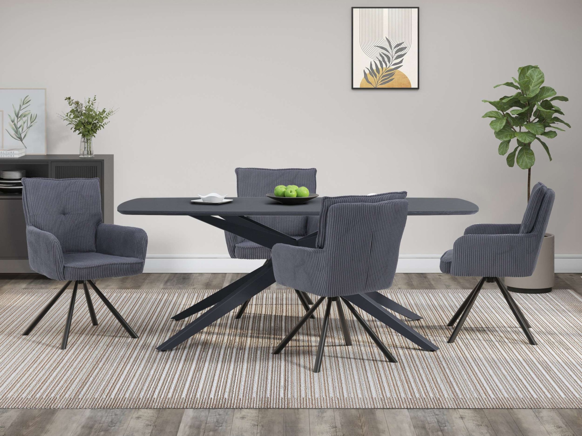 GOODproduct Esstisch »Dakona« Tischplatte mit Holzstruktur, schwarze Metallbeine, Höhe 76 cm