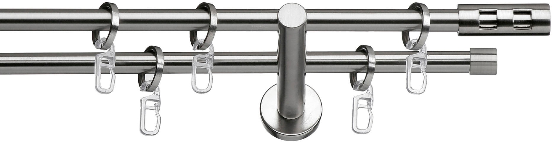 Image of indeko Gardinenstange "Teneriffa" Ø 12 mm 2 läufig-läufig Fixmass Komplett-Set inkl. Ringen und Montagematerial