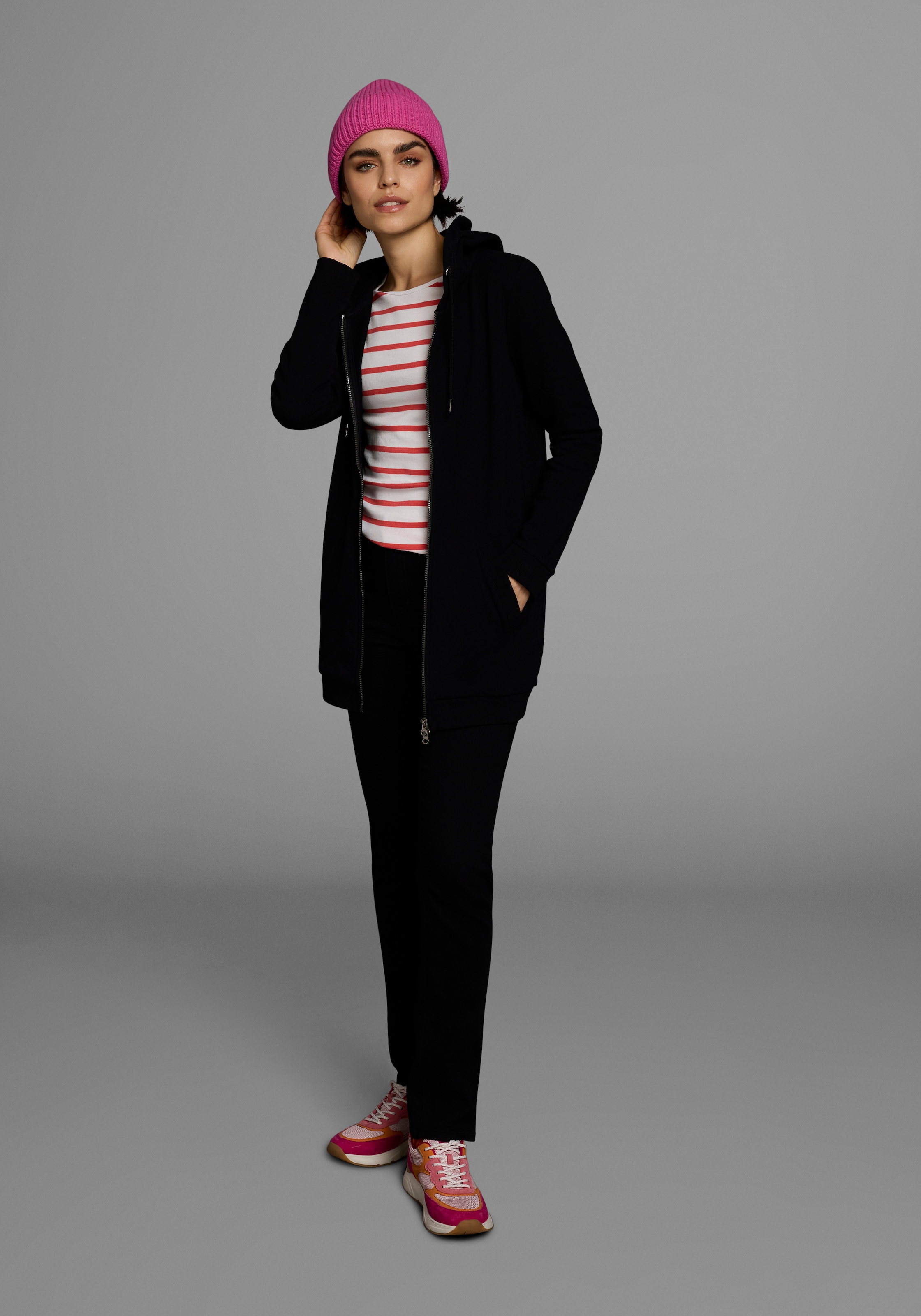 Flashlights Sweatjacke, in langer Form mit Zipper
