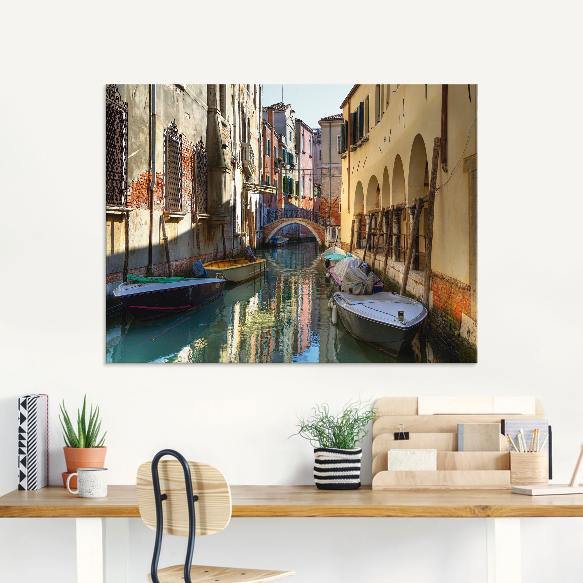 Artland Glasbild »Boote auf Kanal in Venedig« Italien 1 Stk. tlg. in verschiedenen Grössen
