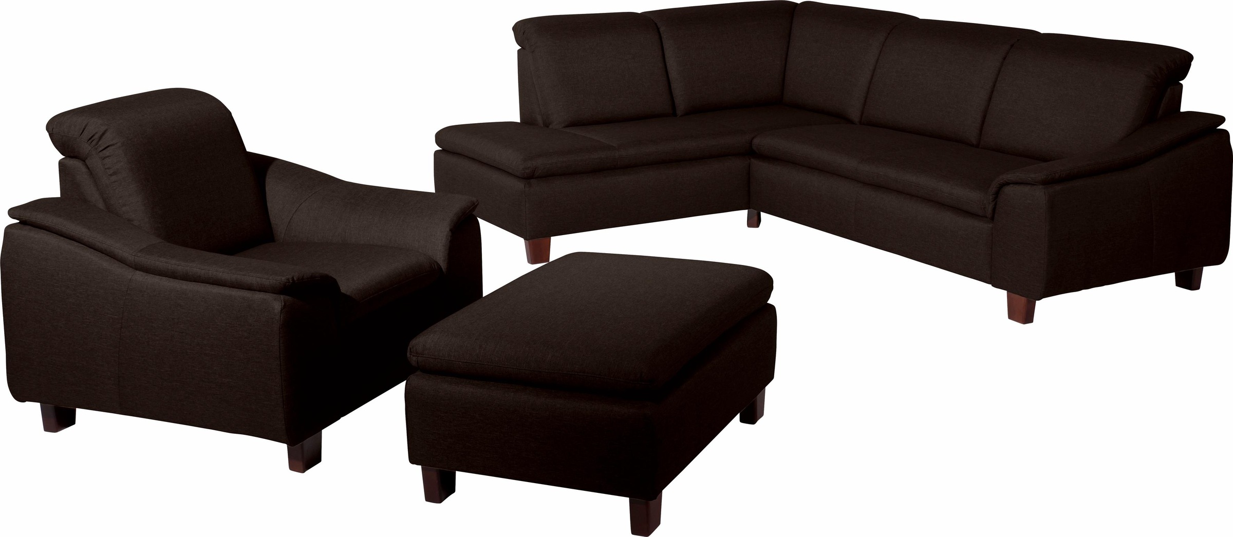 Max Winzer® Ecksofa »Alessio, aktuelle Mattenoptik, geschwungene Formensprache, bequem«, mit abgerundeter Rückenlehne, Ottomane wahlweise links oder rechts