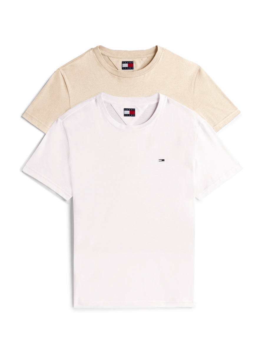 Tommy Jeans Shirt à col rond »TJM XSLIM 2PACK JERSEY TEE EXT« Paquet, pack de 2,  broderie logo, lot de 2