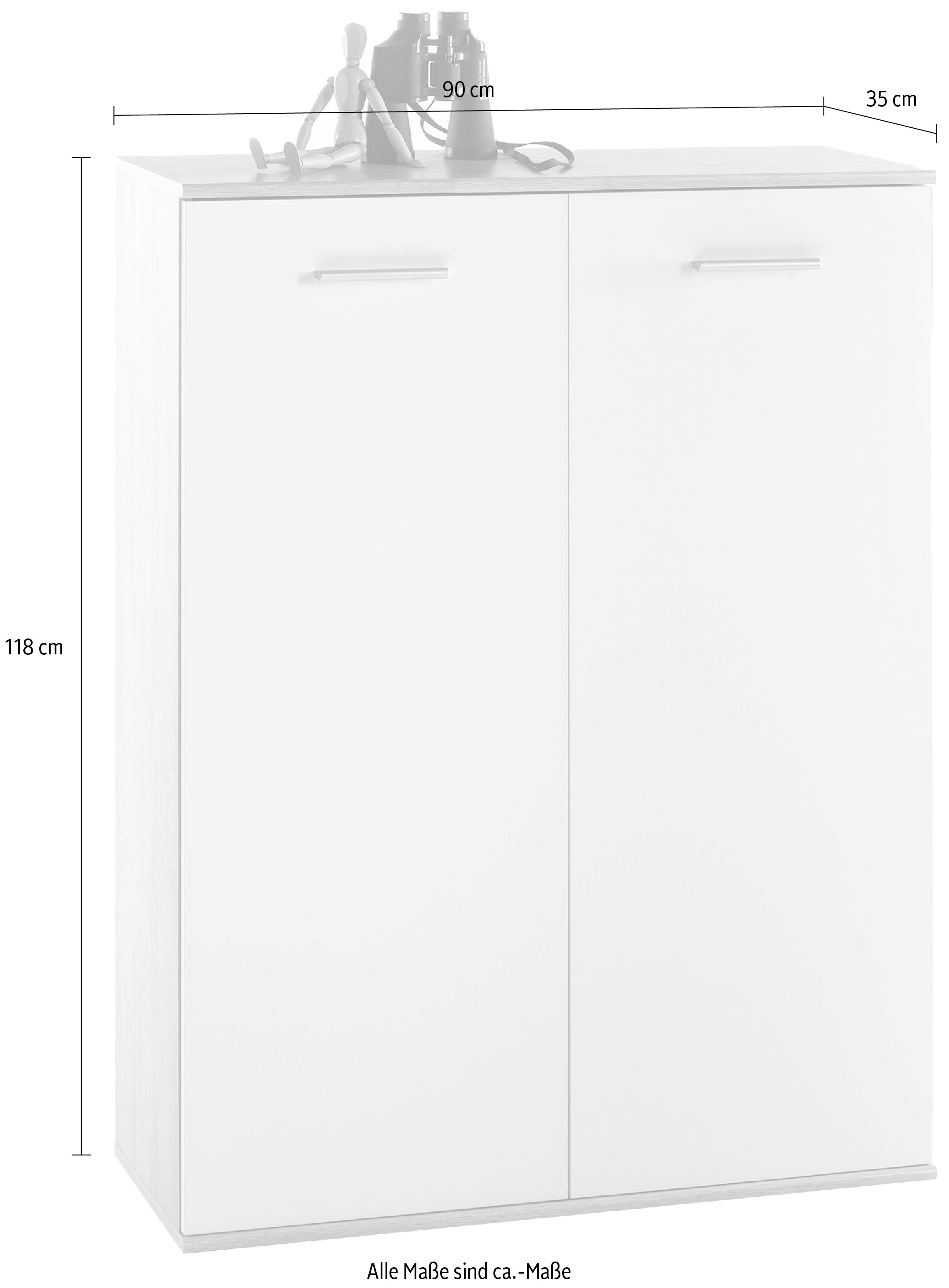 HBZ Schuhschrank »Manolo weiss matt, BxHxT 90x118x35 cm«, (1 St.), Schuhkommode mit 2 Türen, 8 Einlegeböden, 2 feste Böden