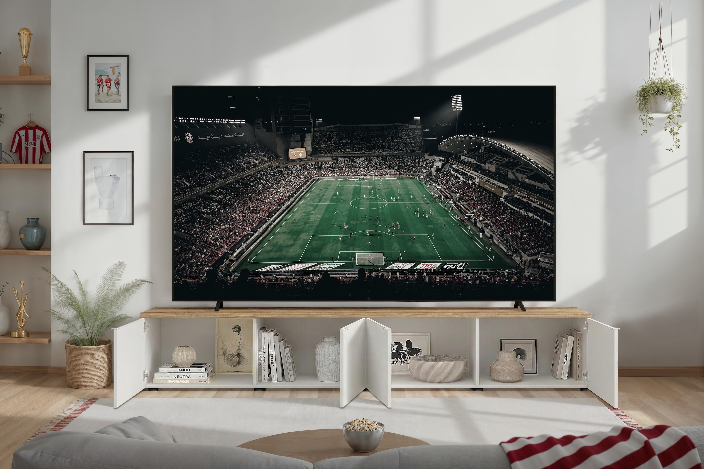 Home affaire Table basse »Easy, 245 cm breit, 47 cm tief, 4 Türen, Top 22 mm stark, Mediaboard« Modernes Lowboard für bis zu 98-Zoll-TV – perfekt für die WM