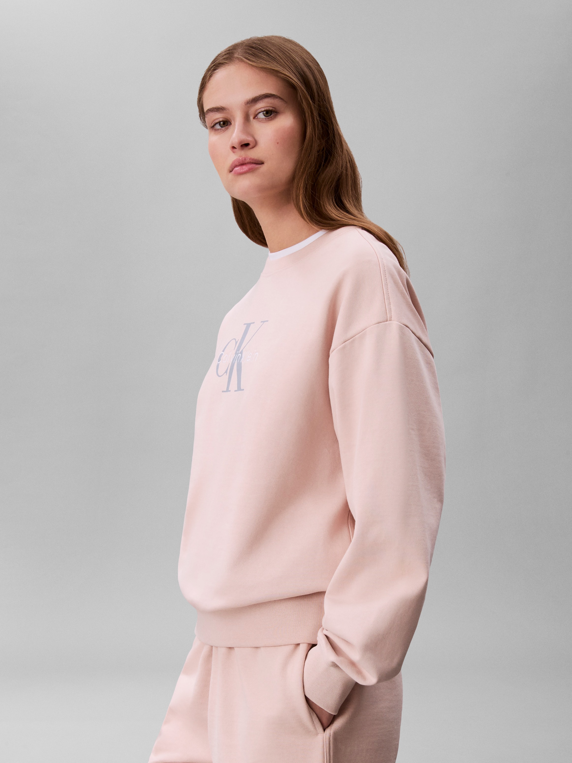 Calvin Klein Sweatshirt »LS MONOLOGO FRENCH TERRY RLXD CR«, , Logoschriftzug
